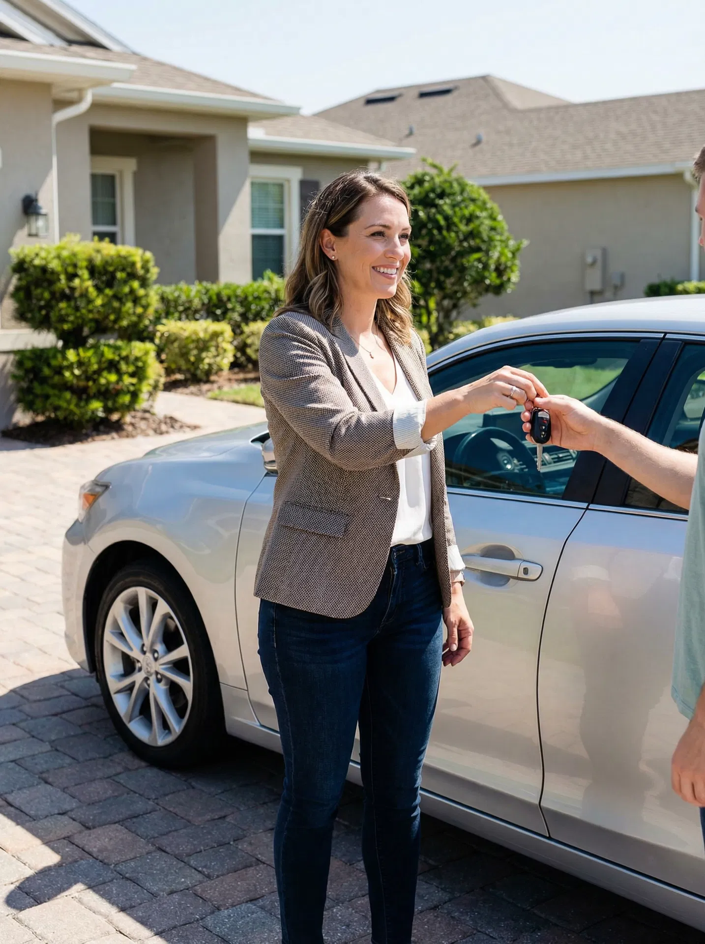 Car host handing over keys
