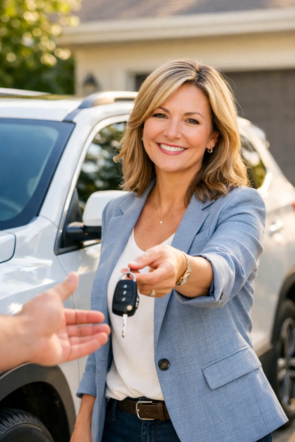 Host handing over car keys