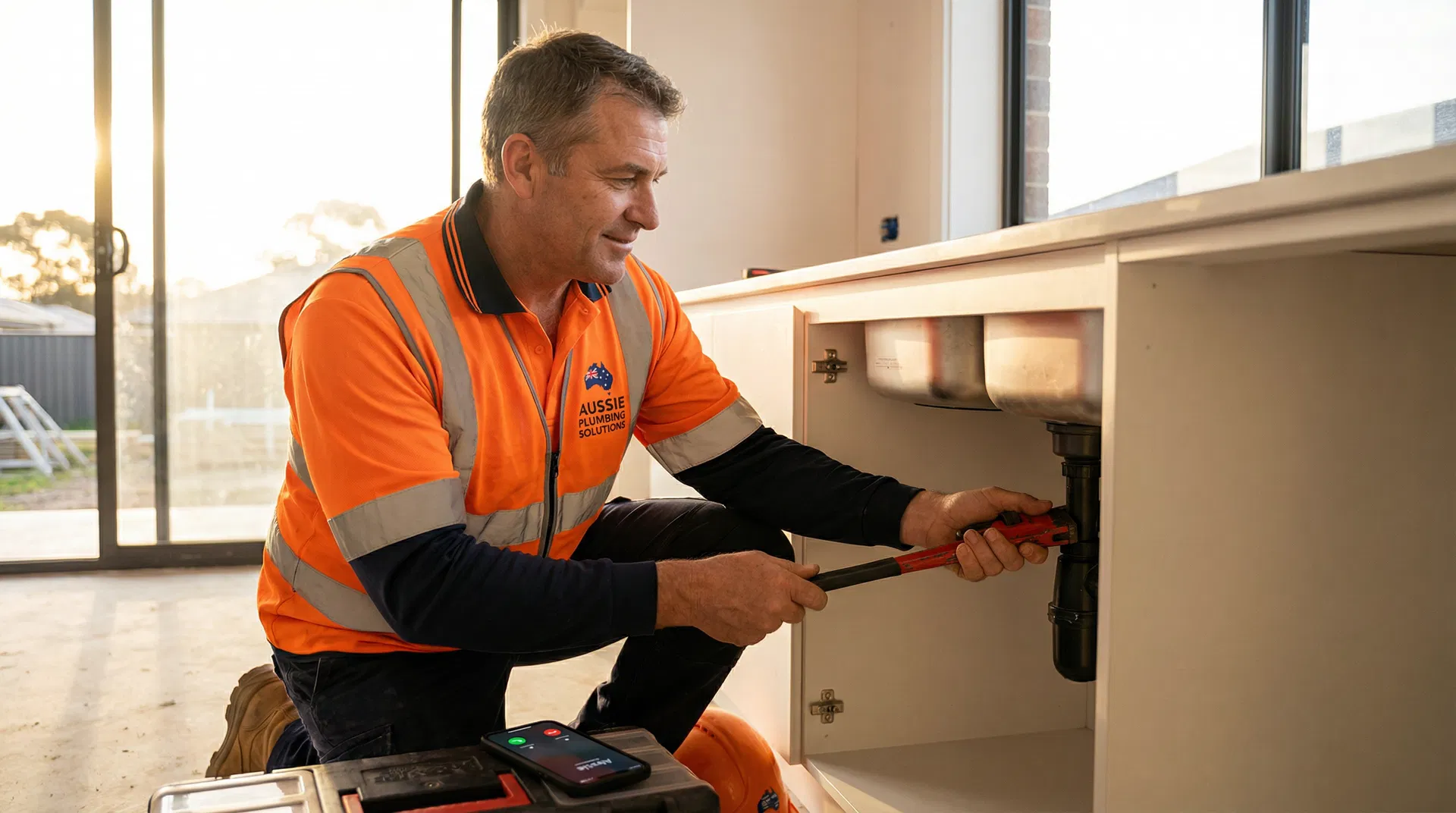 Confident tradie working on-site