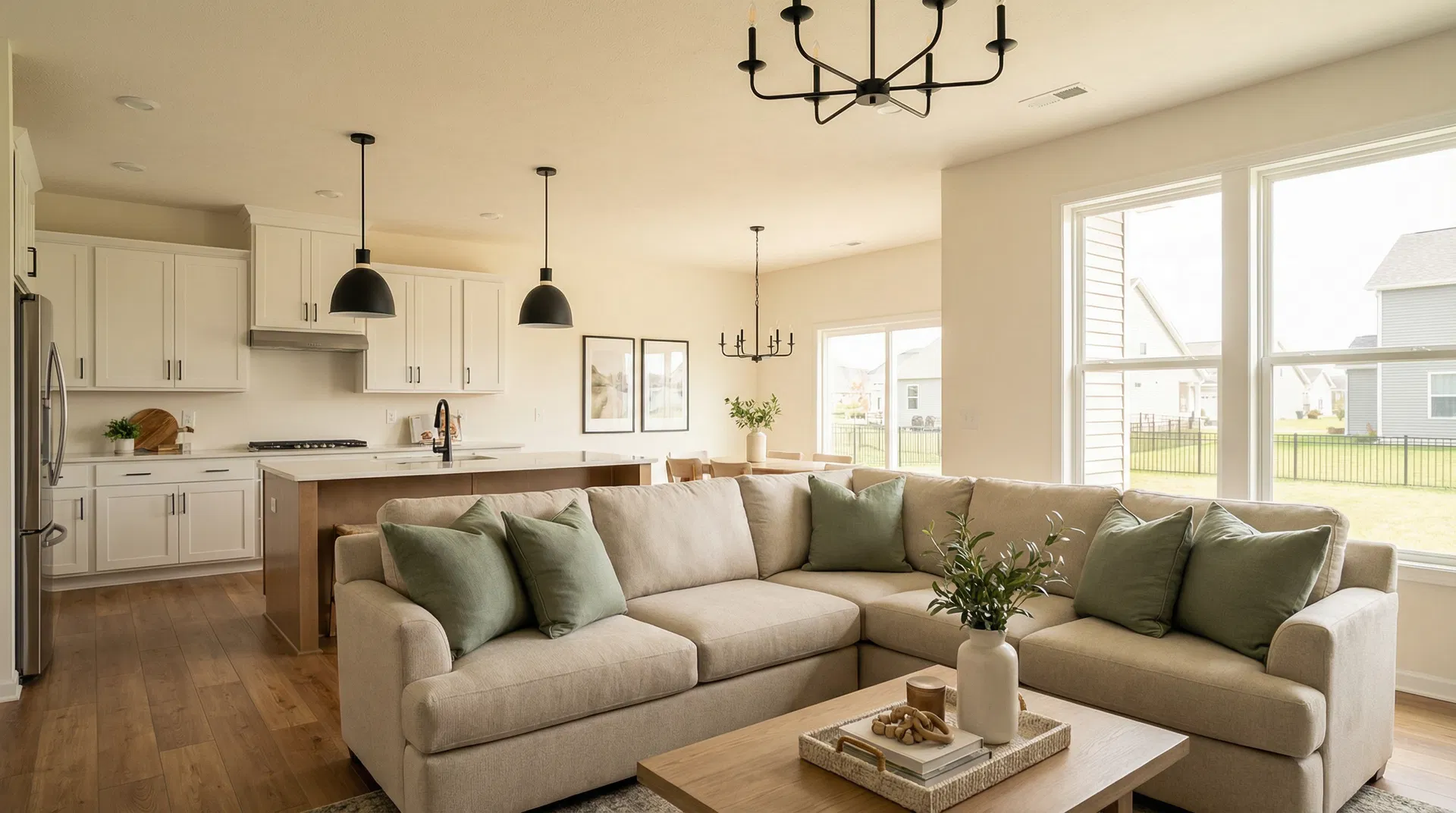 Modern updated home interior with matte black fixtures