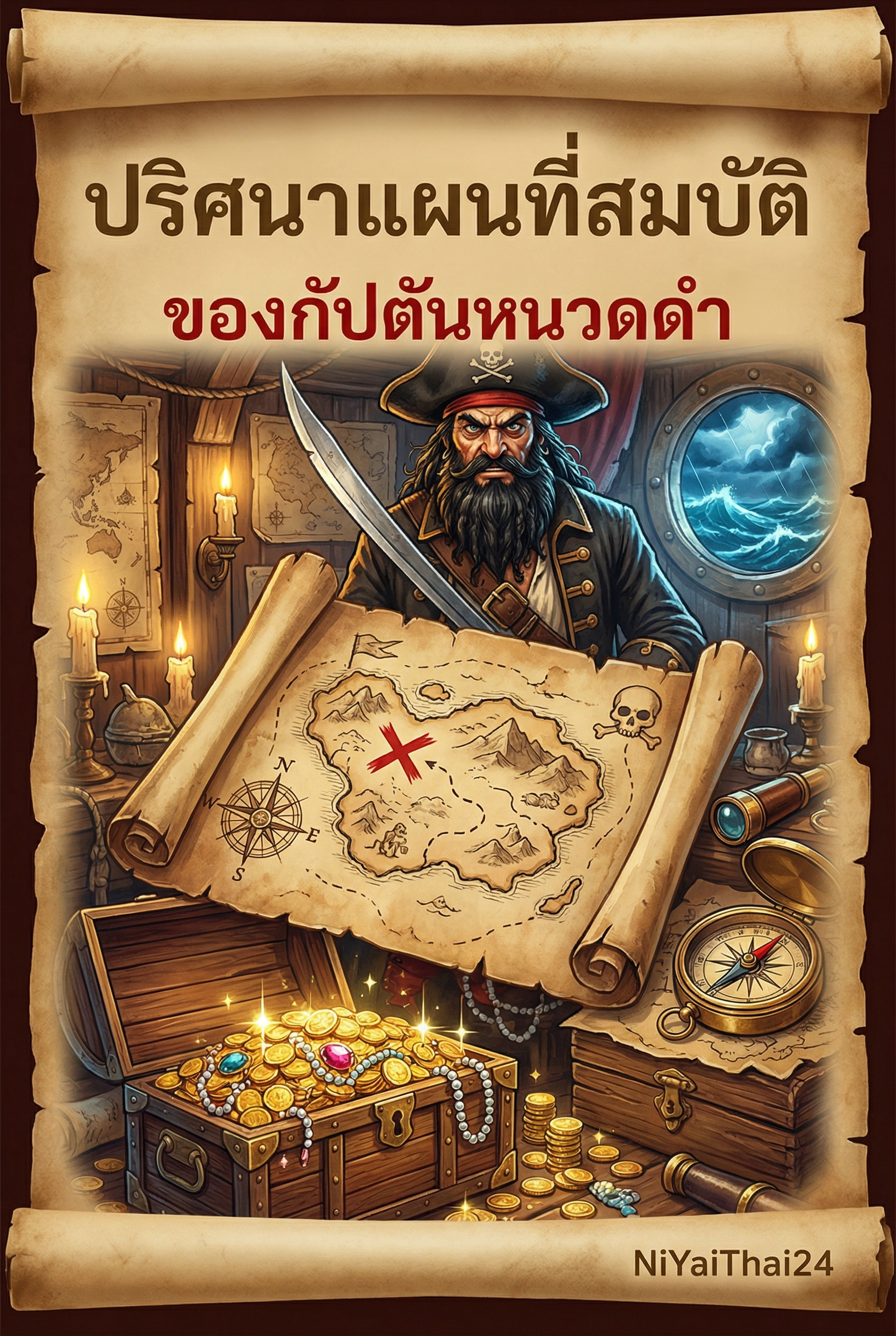 อ่านปริศนาแผนที่สมบัติของกัปตันหนวดดำฟรี นิยายออนไลน์จบแล้ว - NIYAITHAI24.COM