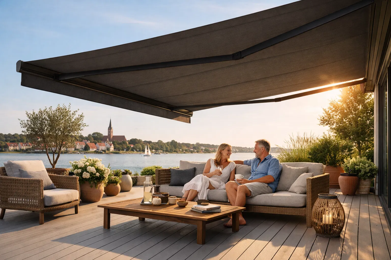 Afslappet sommerliv på terrassen