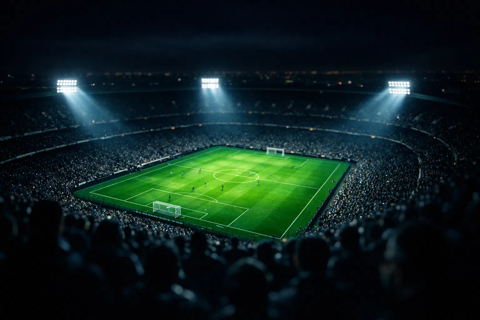 Estádio de futebol iluminado