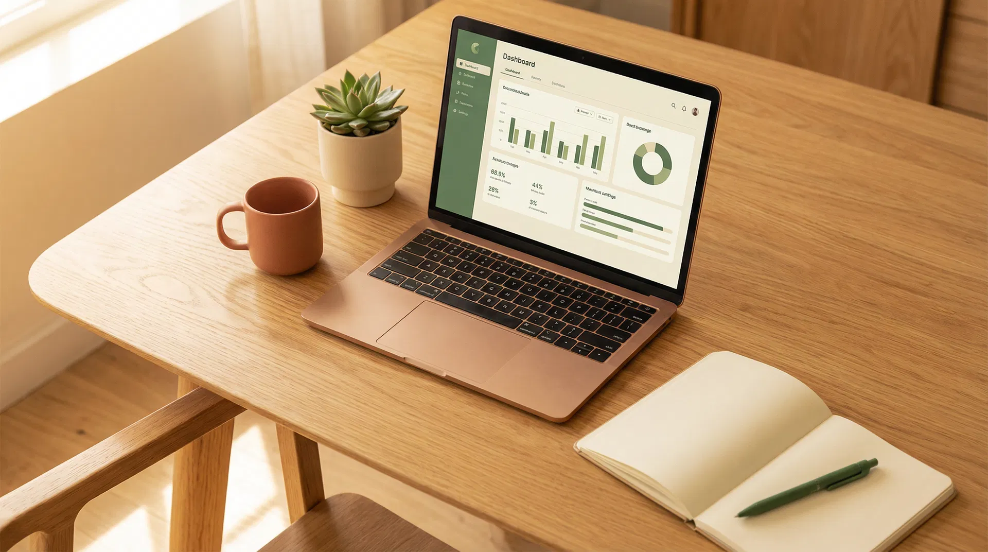 Moderne werkplek met AI dashboard