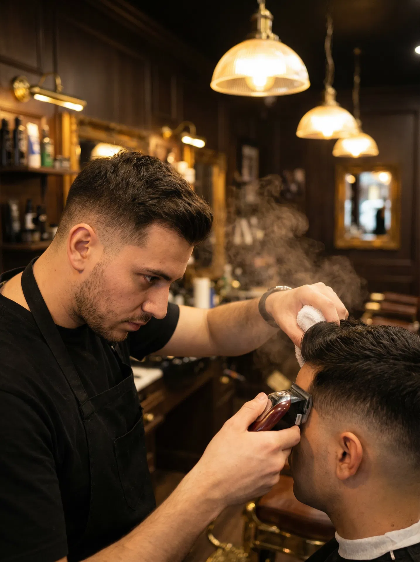 Barber crafting a precision fade