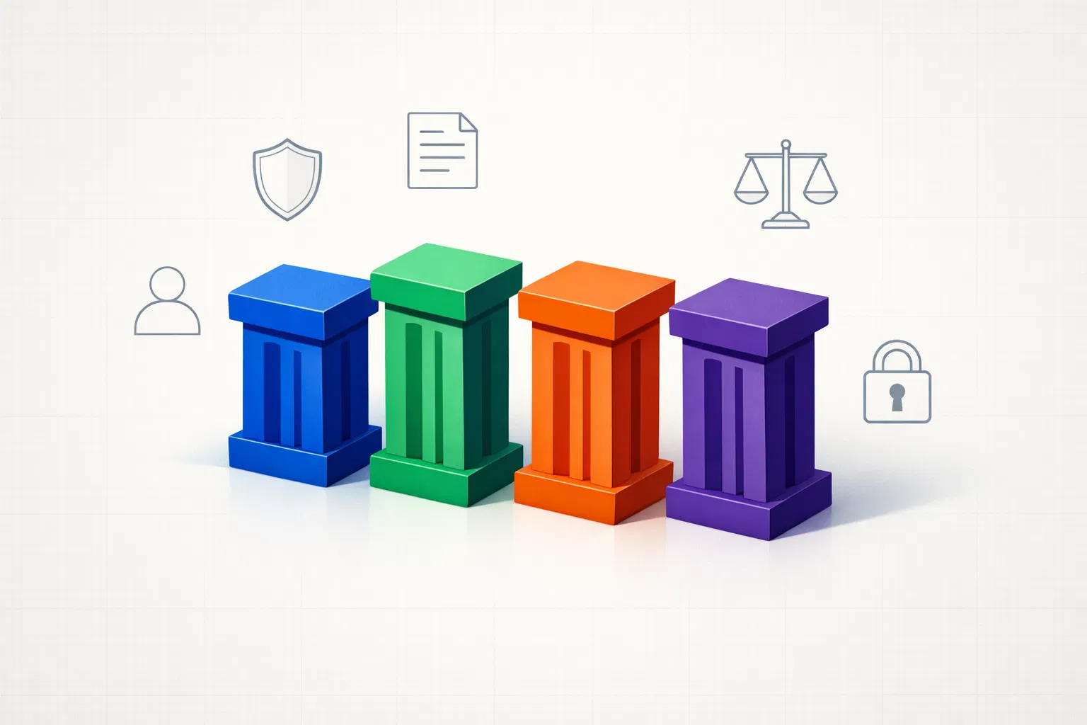 4 Pilares LGPD — Representação visual dos pilares