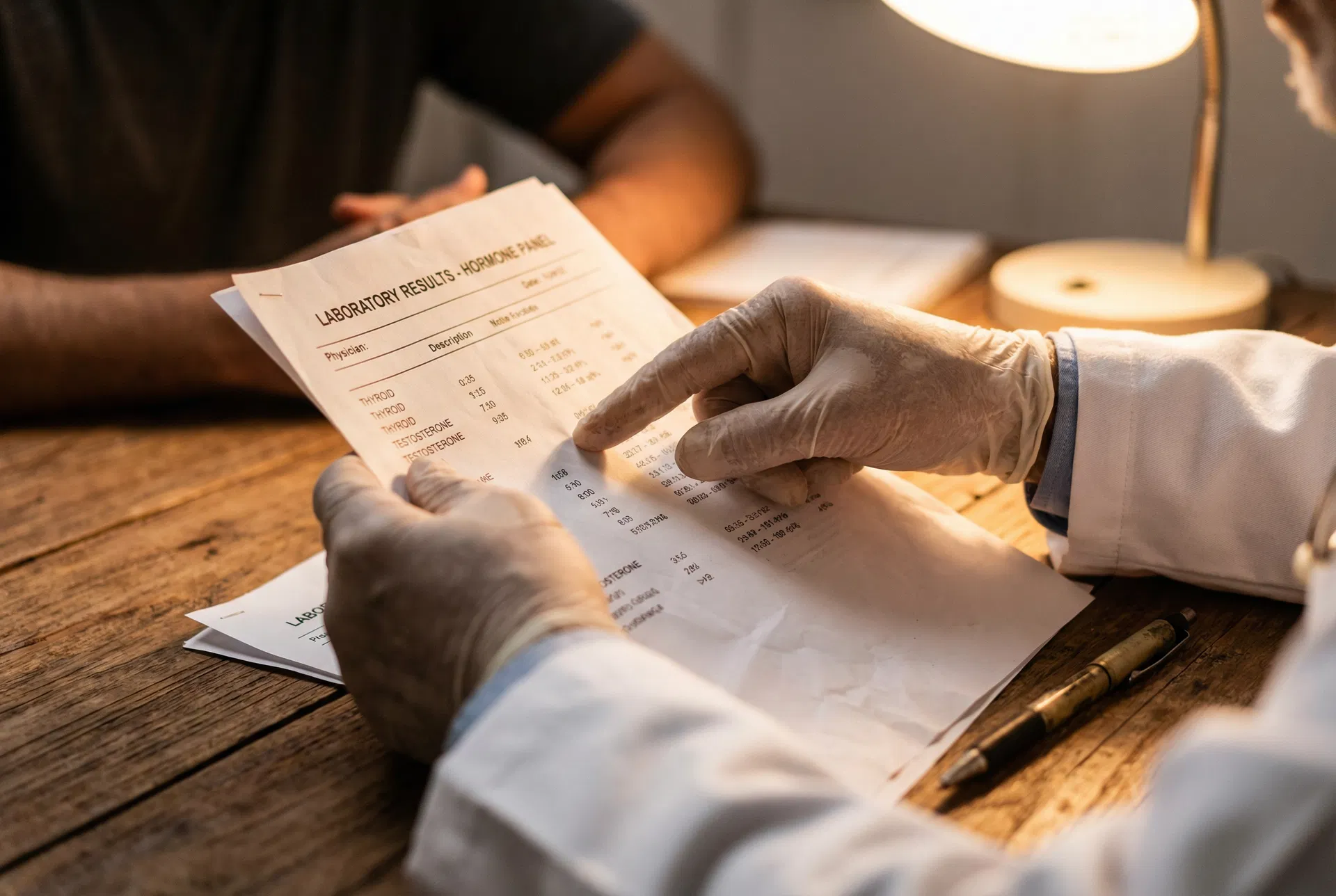 Physician reviewing lab results