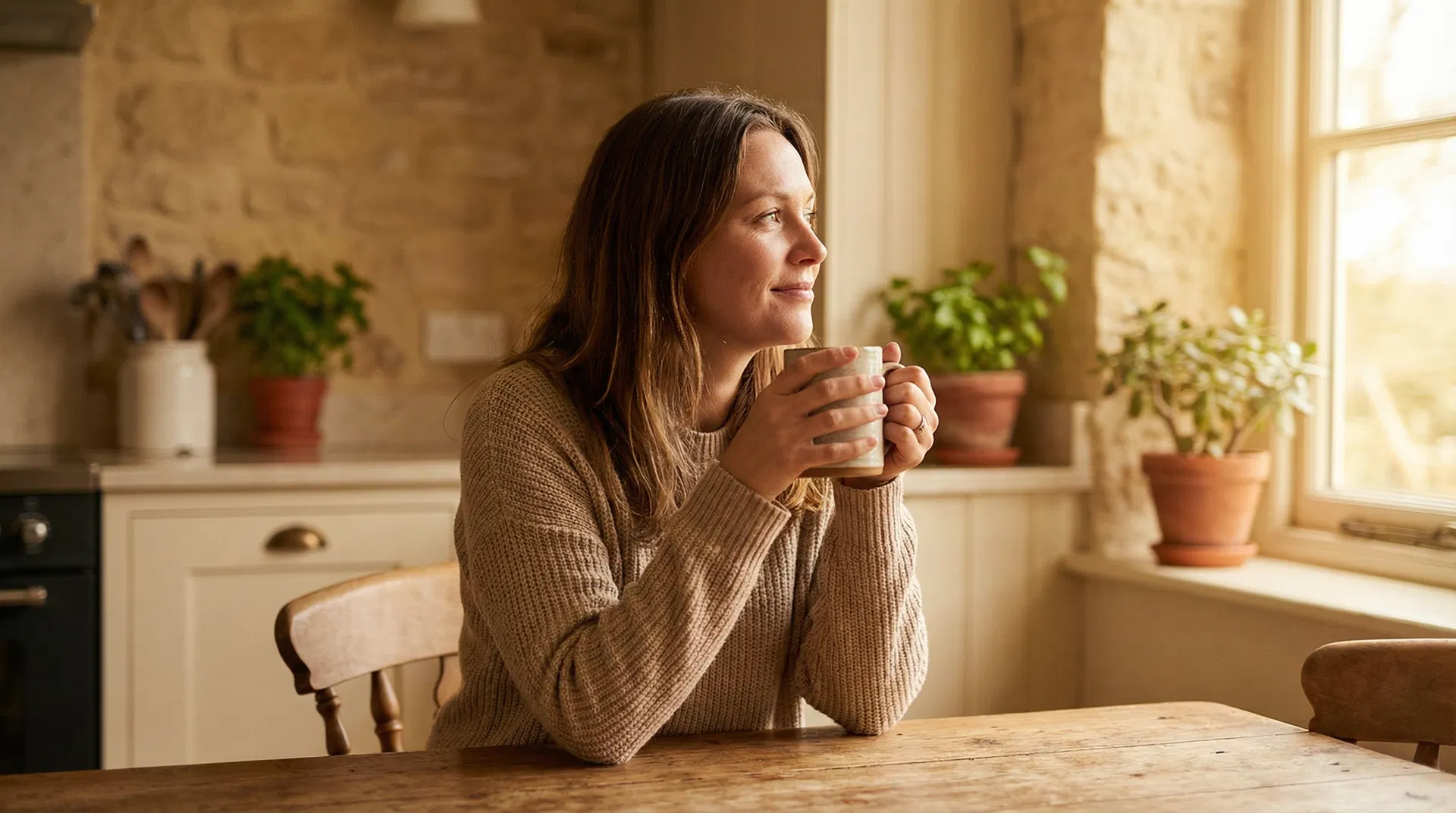 Woman feeling calm and relieved