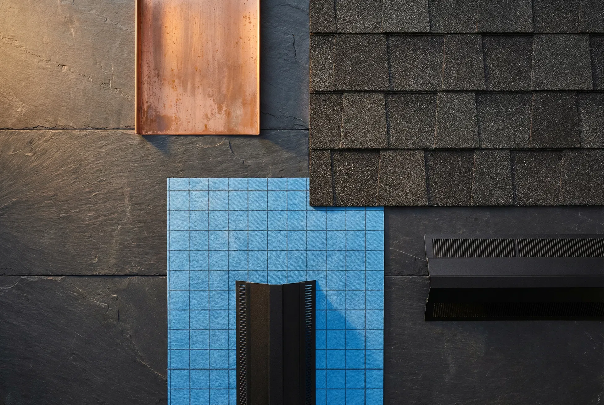 Premium roofing materials closeup