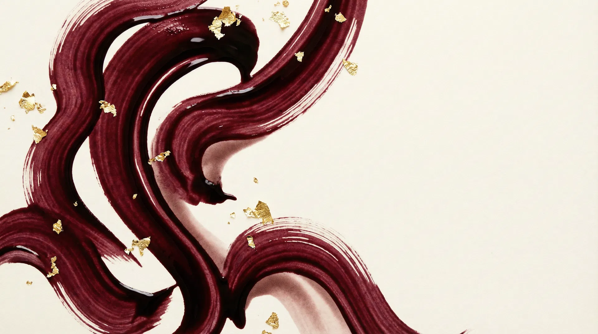 Abstract burgundy ink strokes representing founder voice