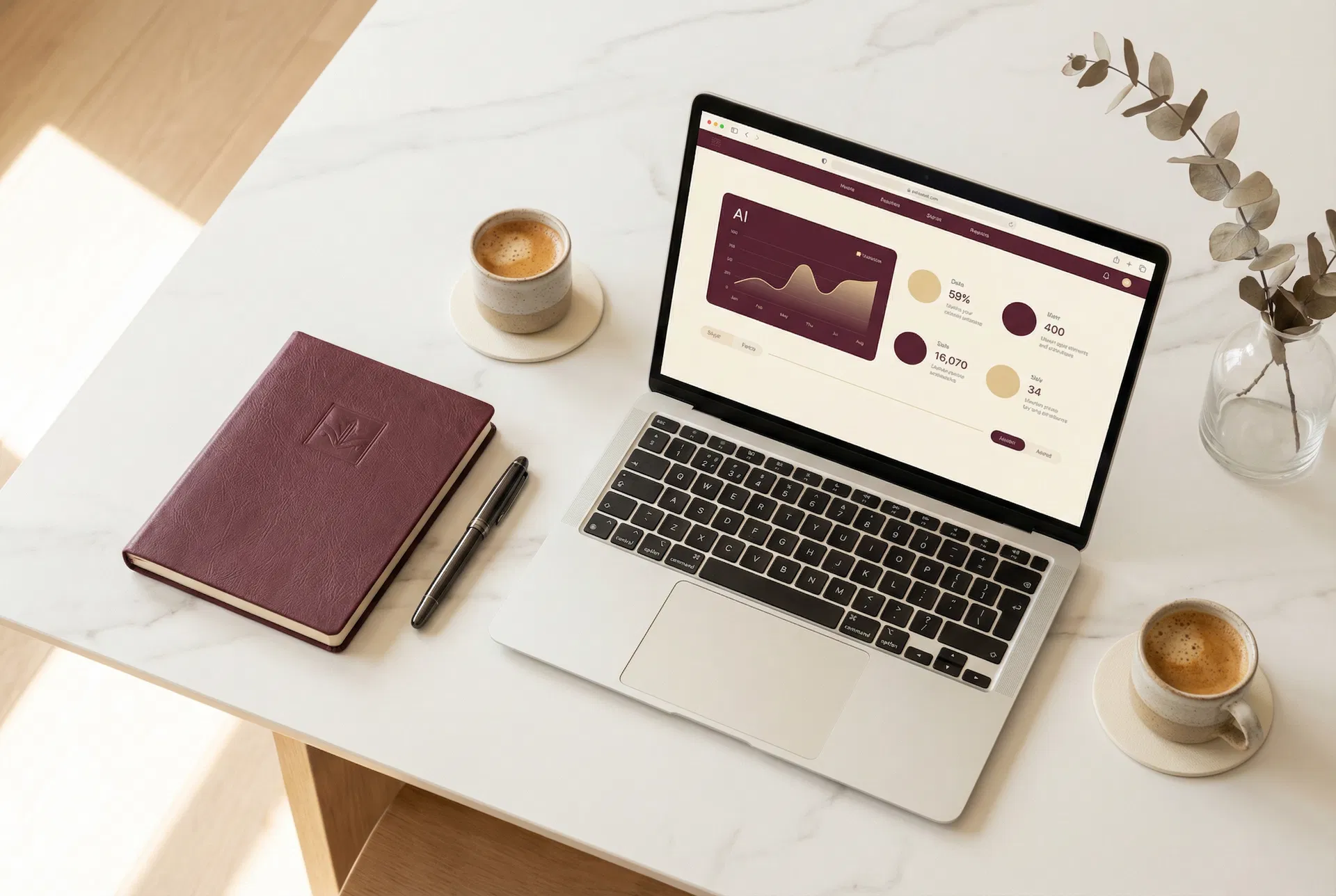 Clean workspace with AI system