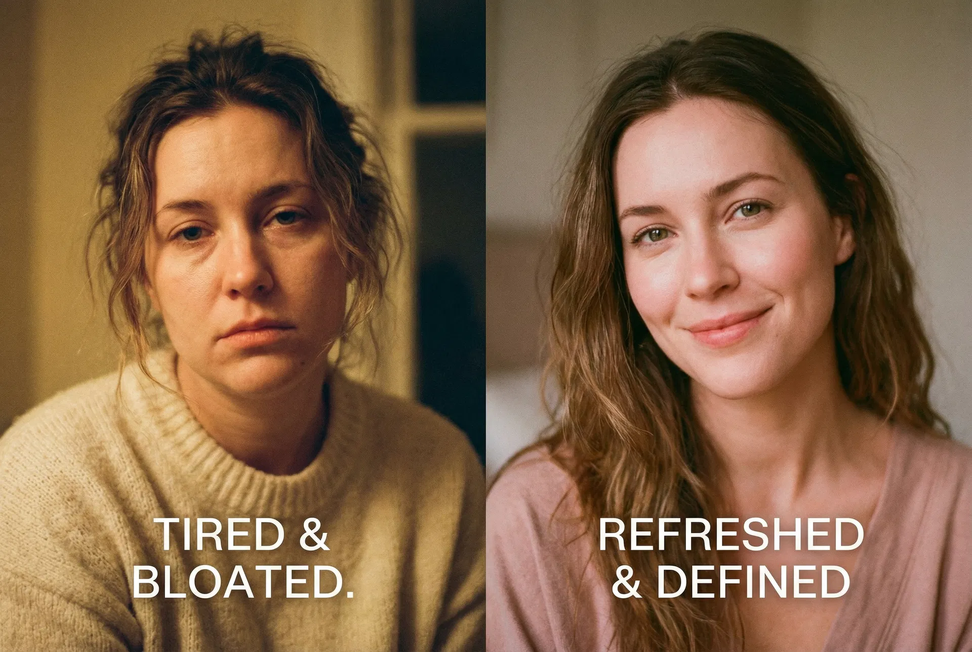 Before and after facial puffiness