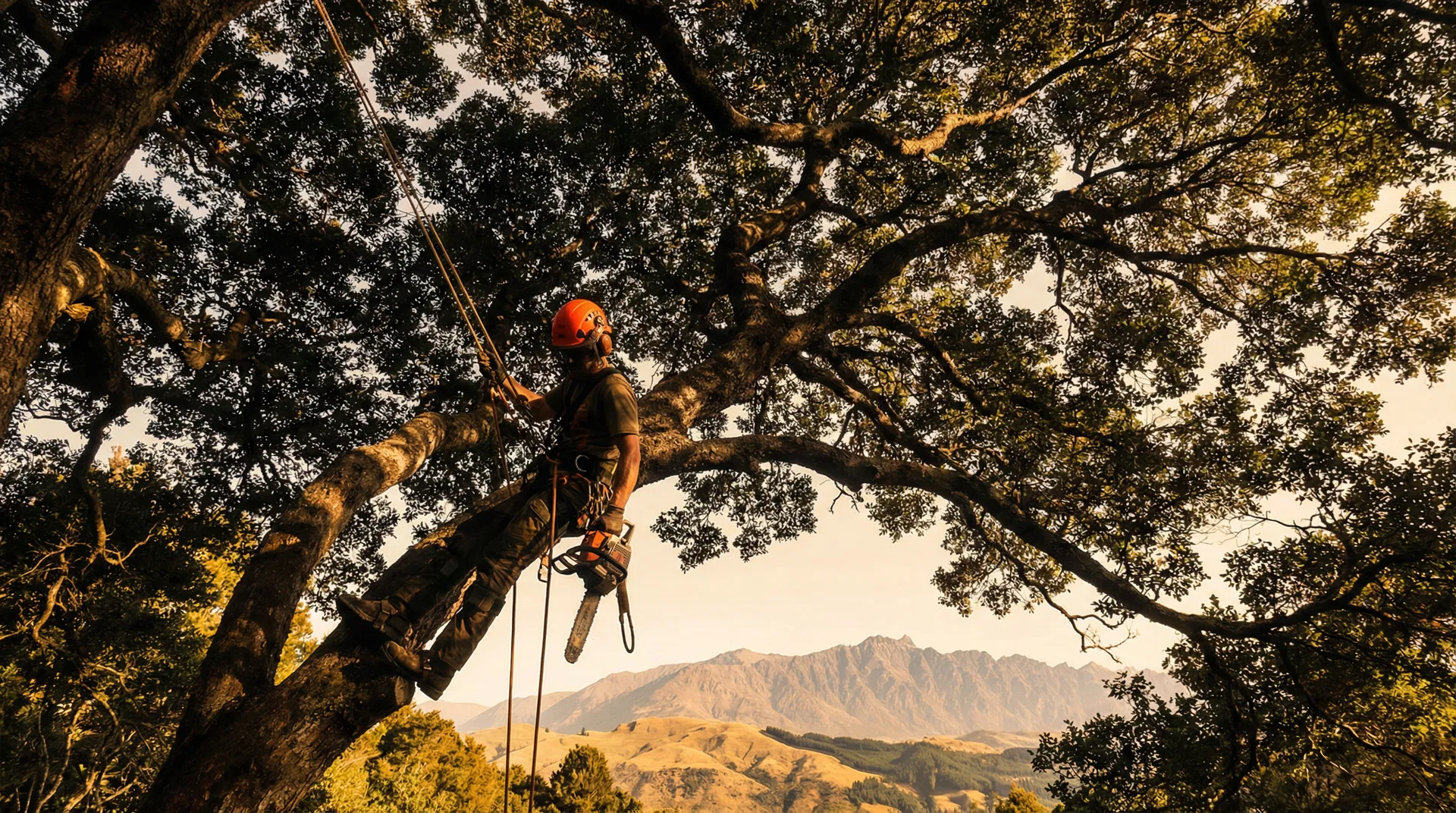 Woodsmen arborist in a Canterbury tree