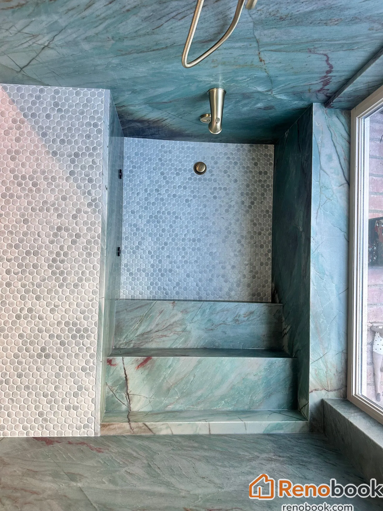 Quartzite custom tub/shower with jets