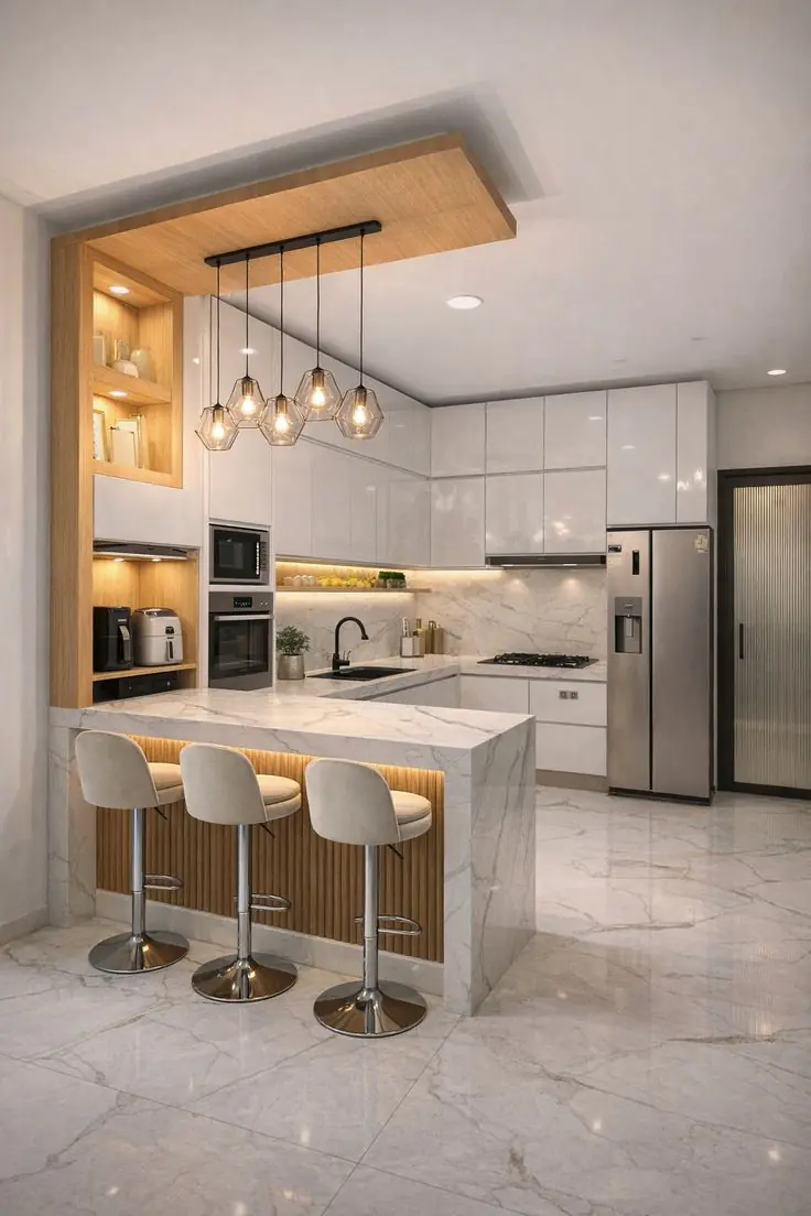 A minimalist, modern kitchen is always popular among urban young people.