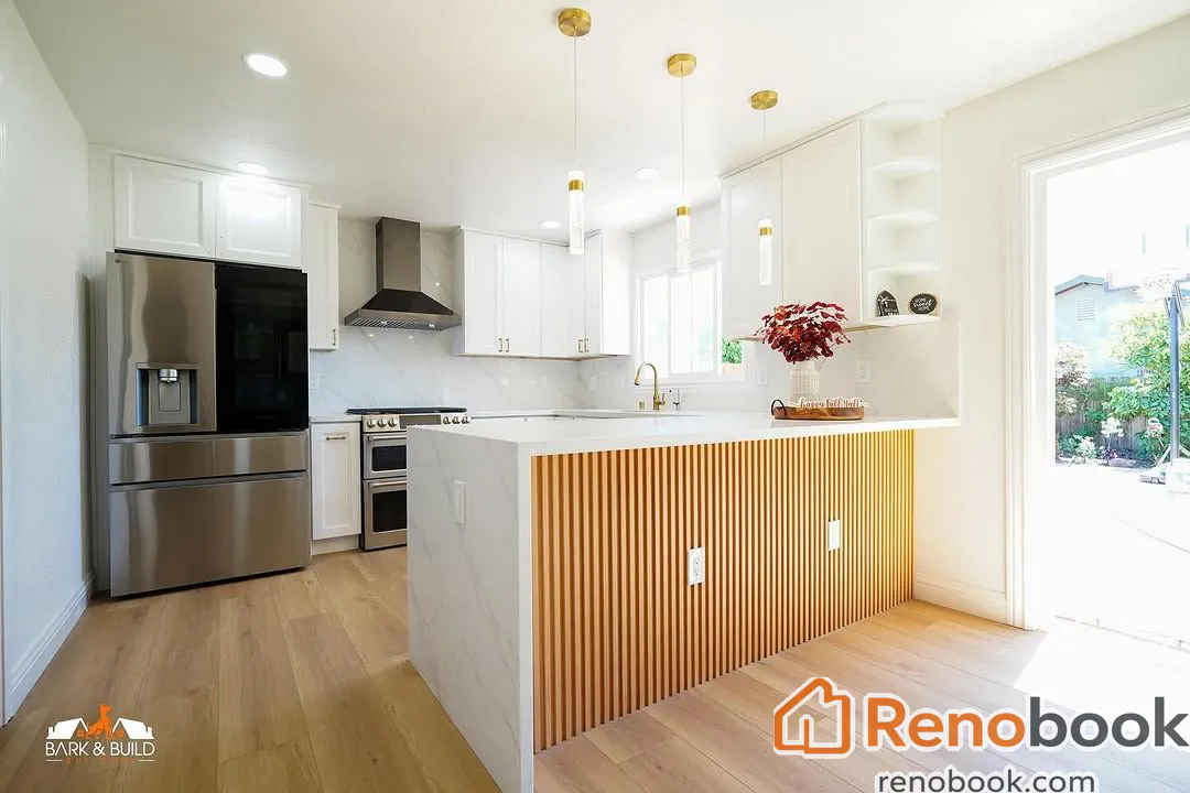 Kitchen with decorative panels in Oakland, California