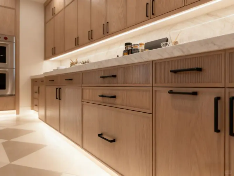 Solid Wood Cabinet Doors Paired with Light-Colored Quartz Countertops — Auckland, New Zealand Cabinetry Project
