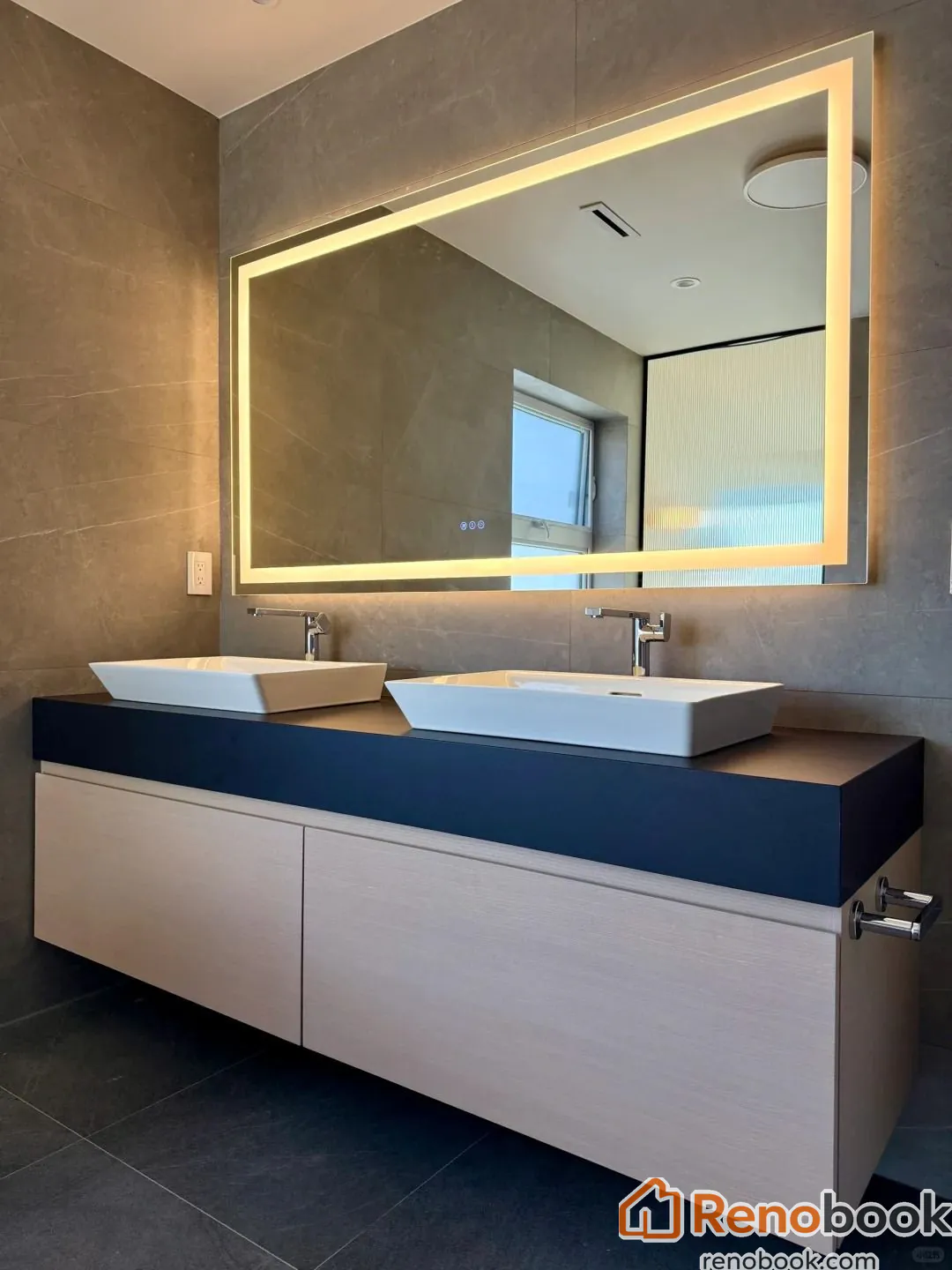 Modern Floating Double Vanity with LED Mirror Vancouver, Canada