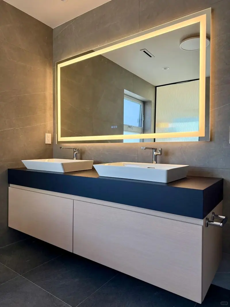 Modern Floating Double Vanity with LED Mirror Vancouver, Canada