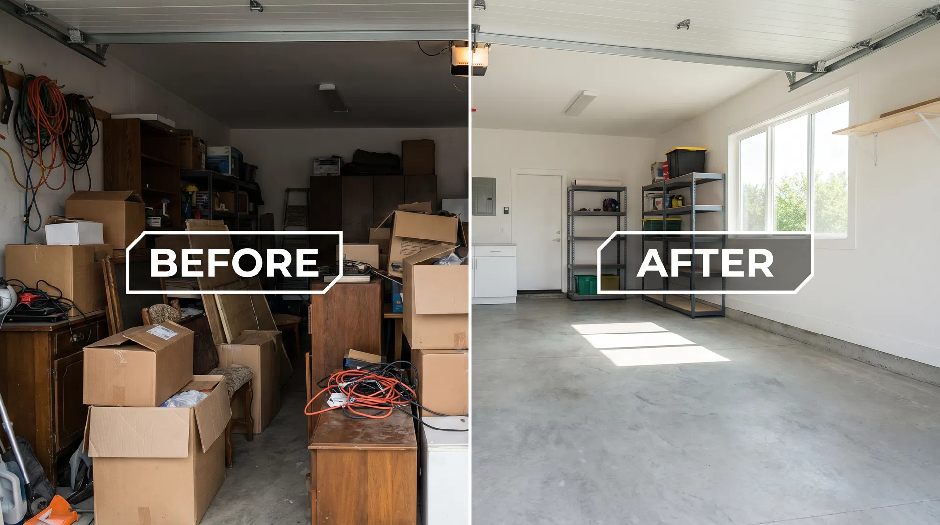 Before and after junk removal transformation