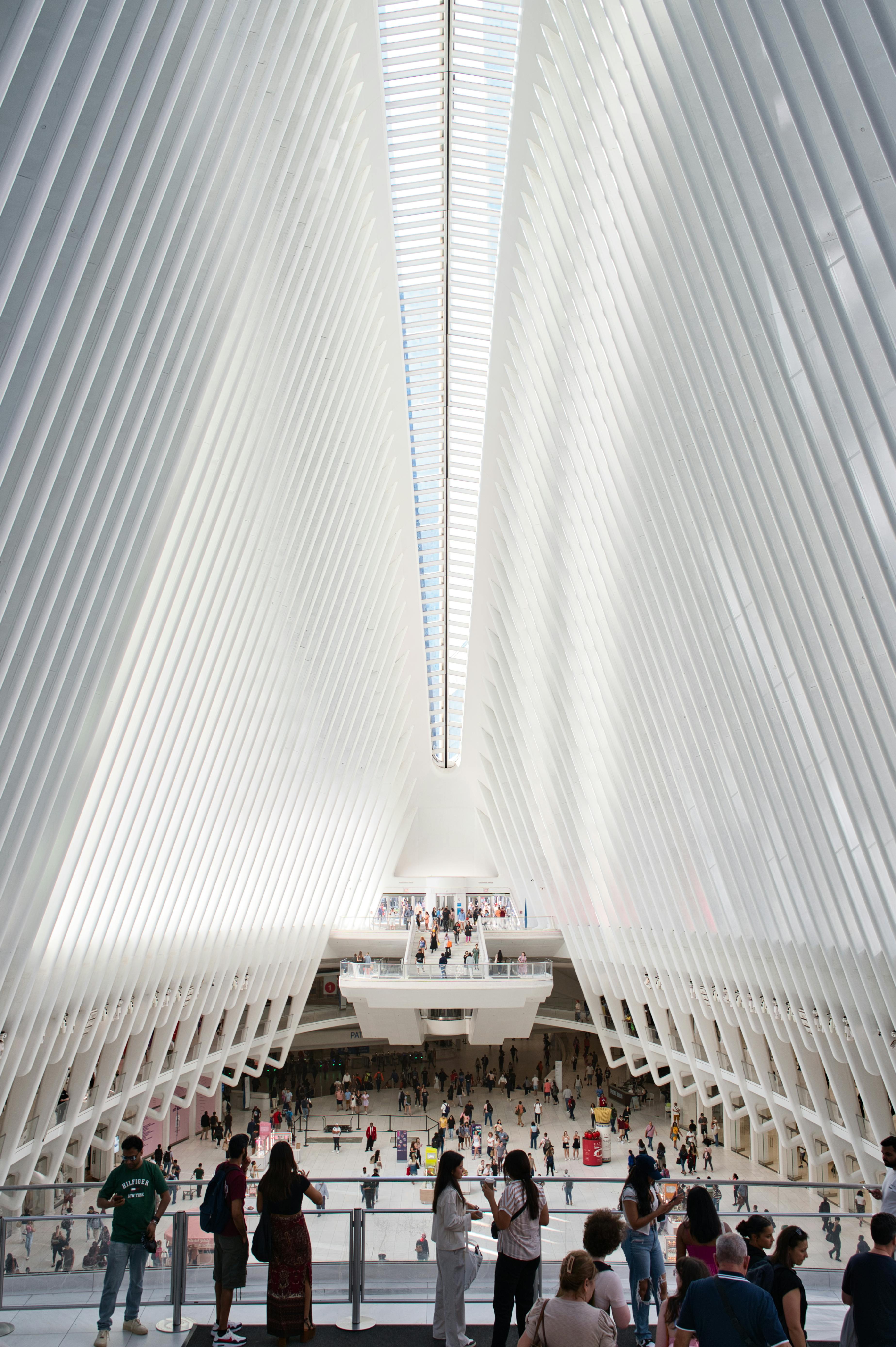 People inside the iconic Oculus architecture in NYC