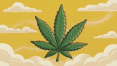 Fast Animated Cannabis Leaf in Simpsons Style