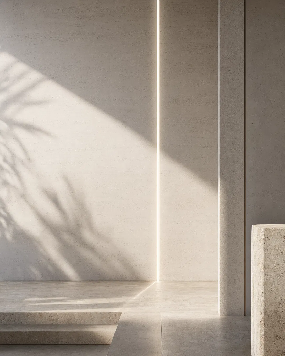Ligne de lumière dans un intérieur minéral