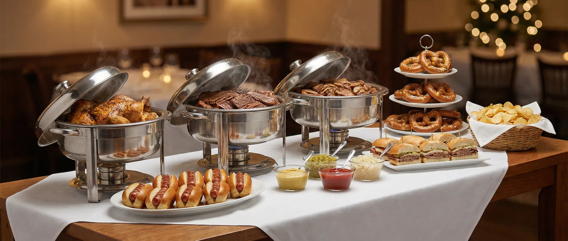 Catering buffet setup for private events