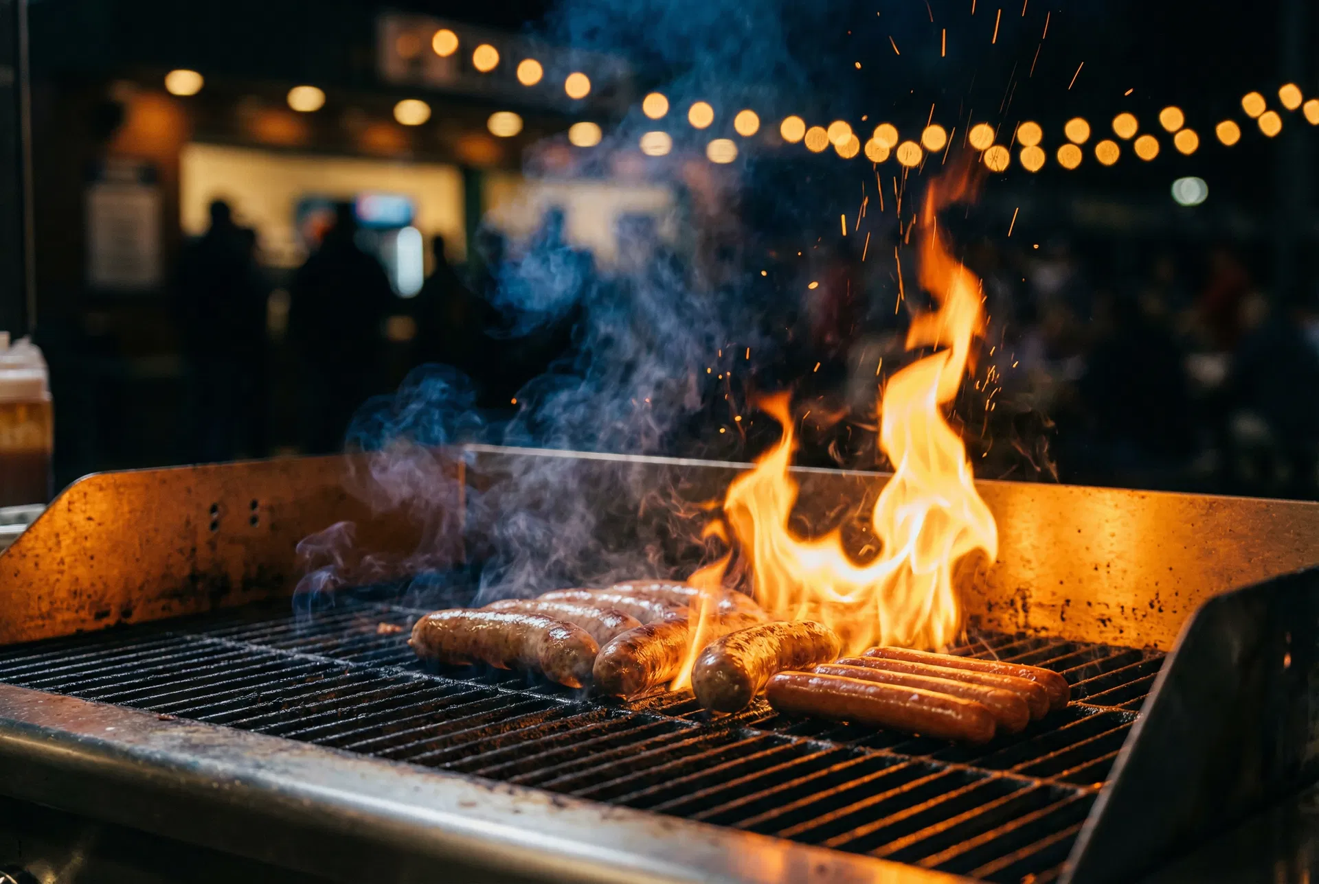 Kosher grill with flames