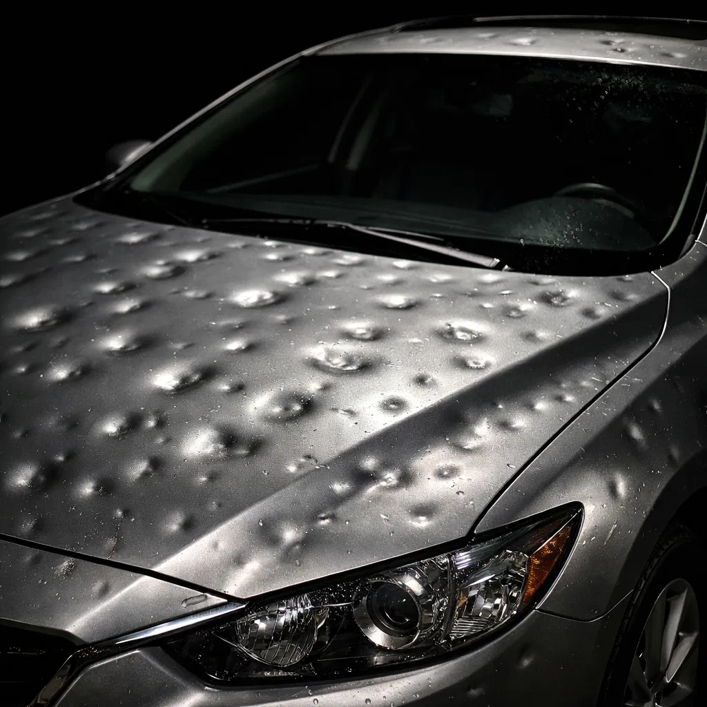 Before PDR repair — hail damage