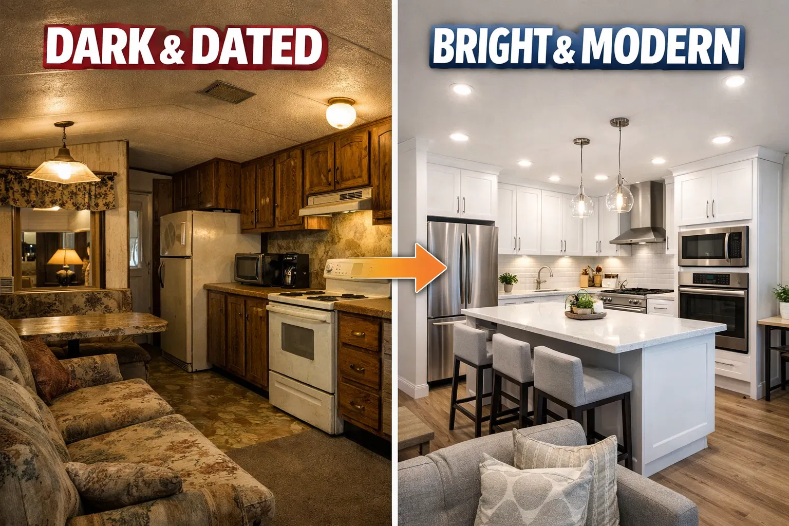 Dark & Dated vs Bright & Modern Interior Comparison