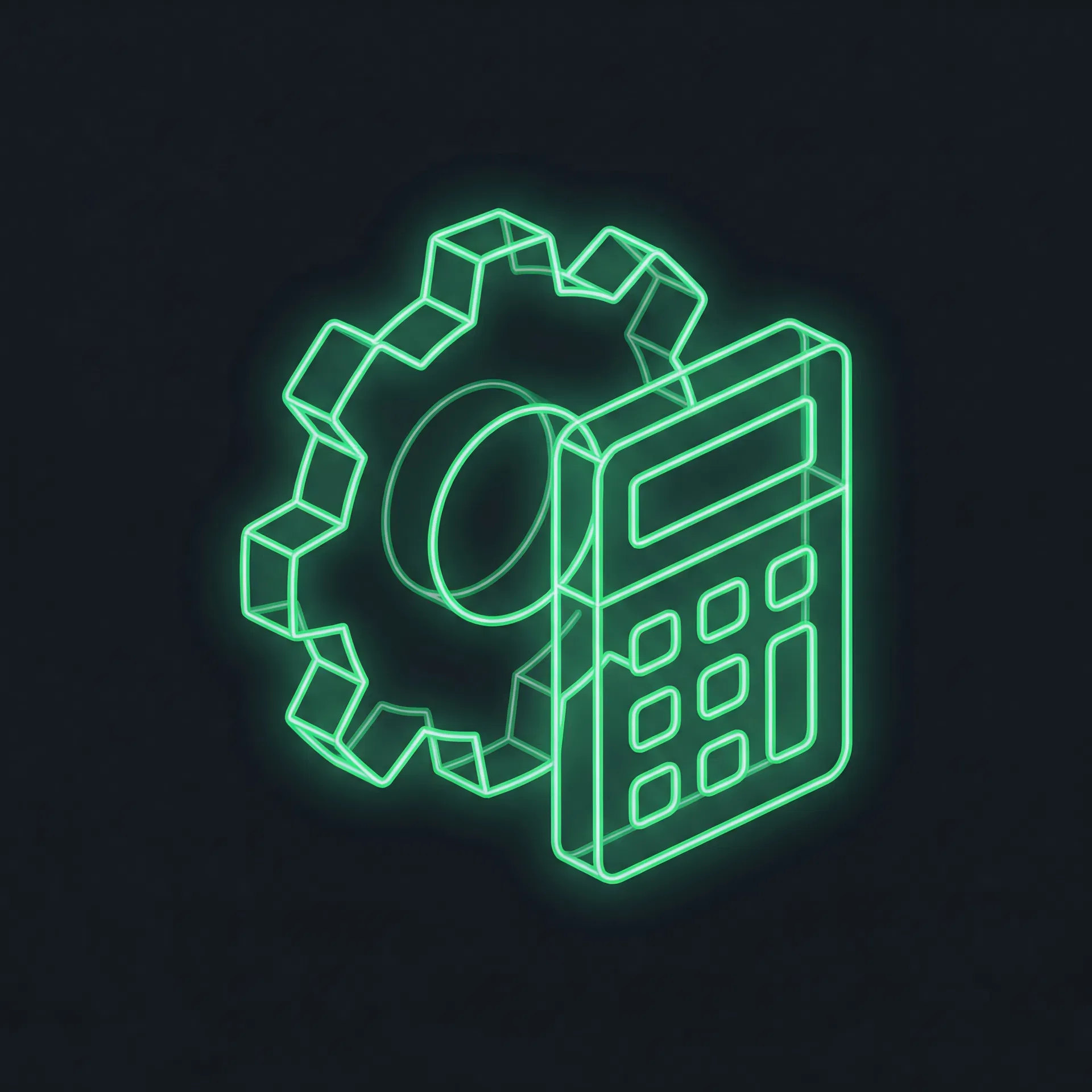 Ícone de engrenagem com calculadora