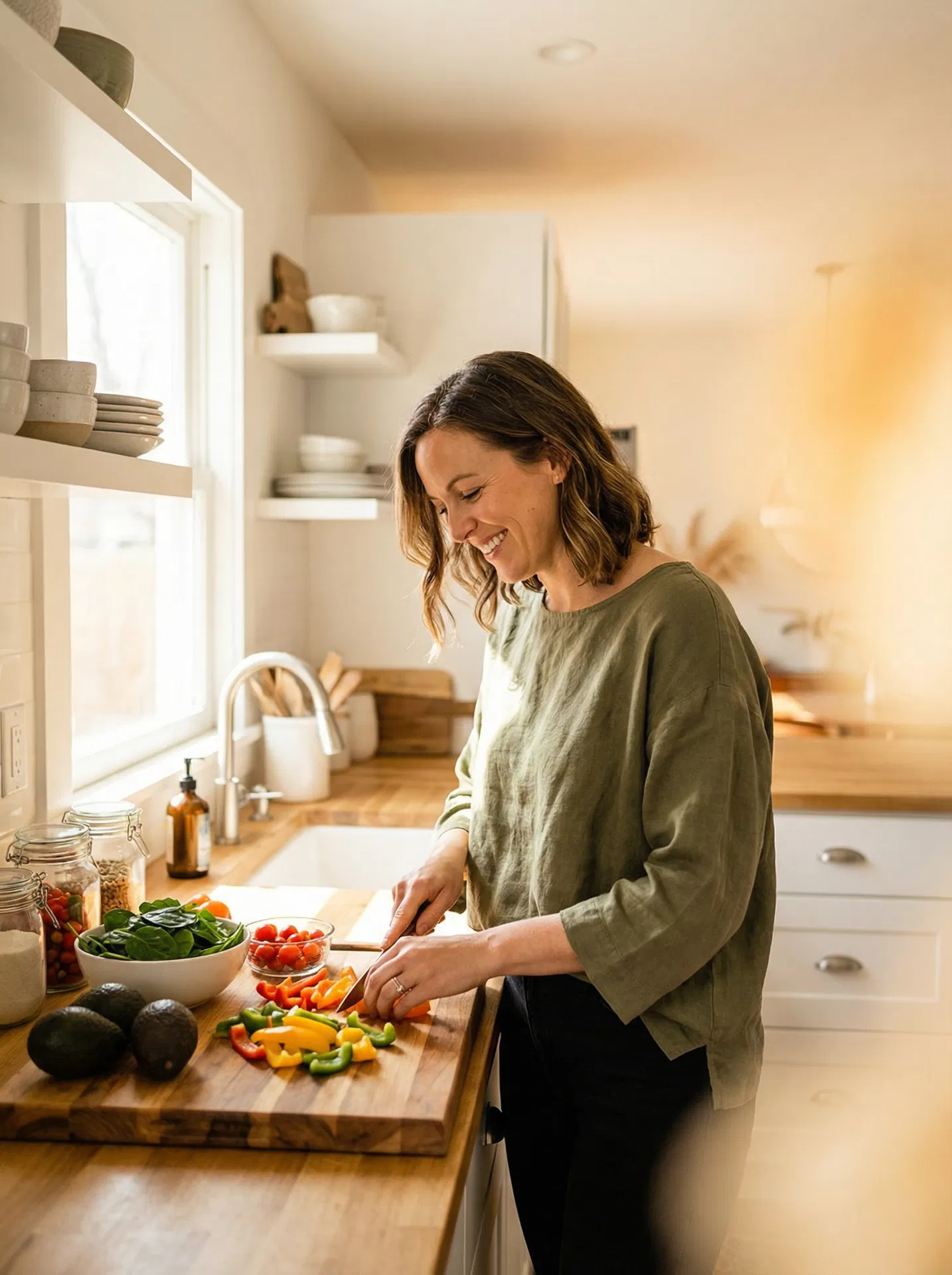 Woman preparing healthy meal in kitchen