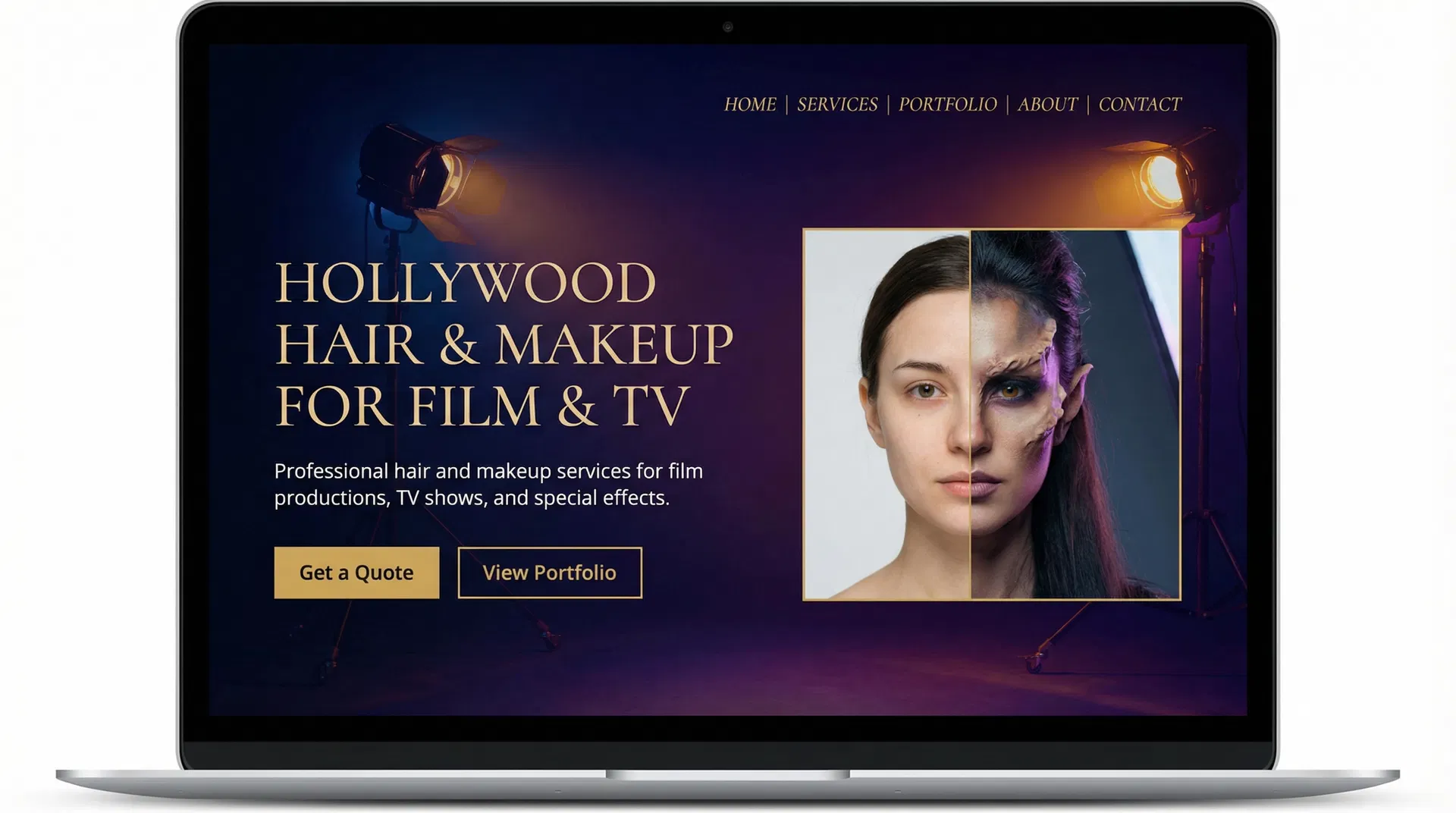 Hollywood film production makeup transformation