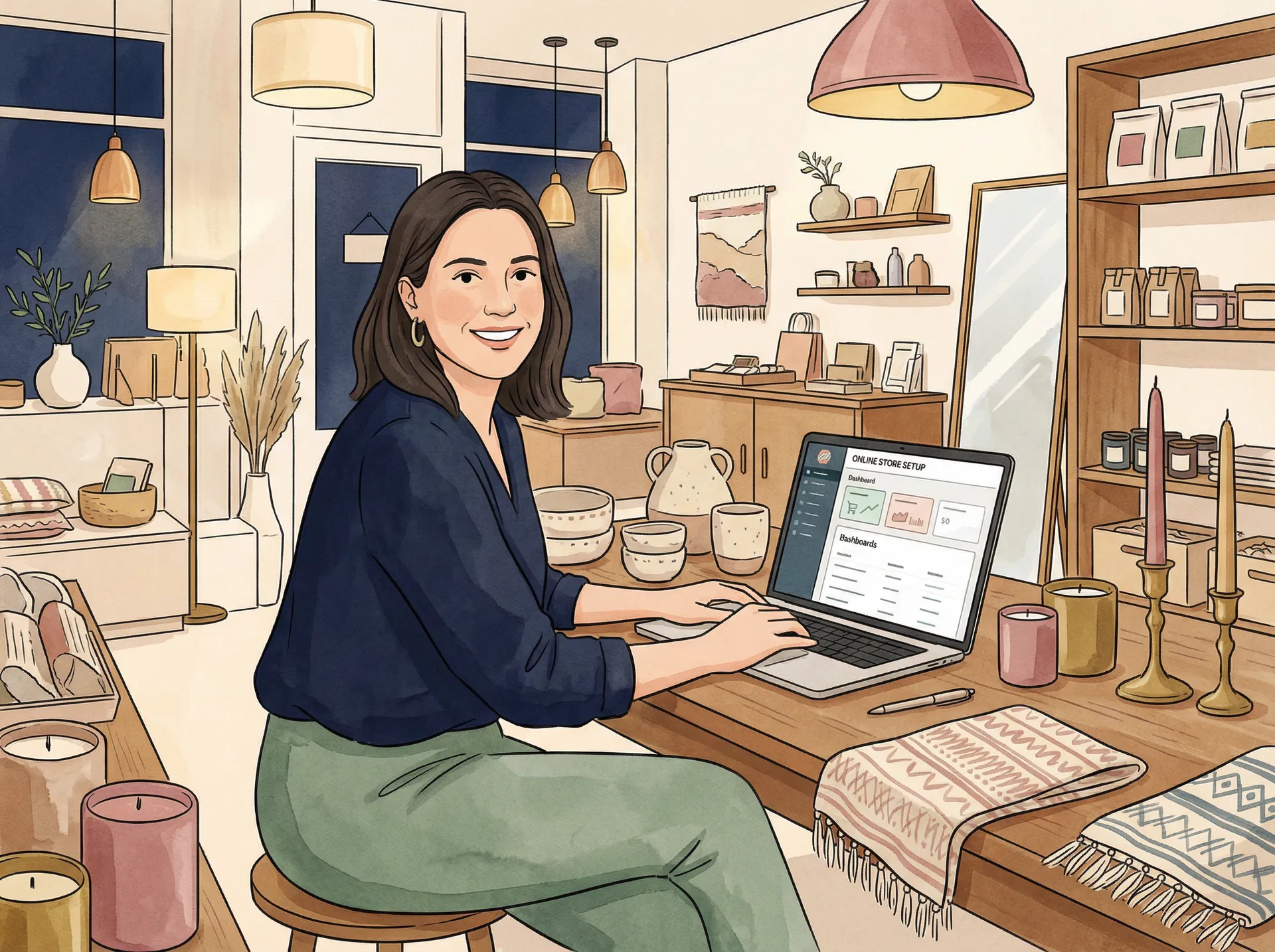 Seller setting up their boutique