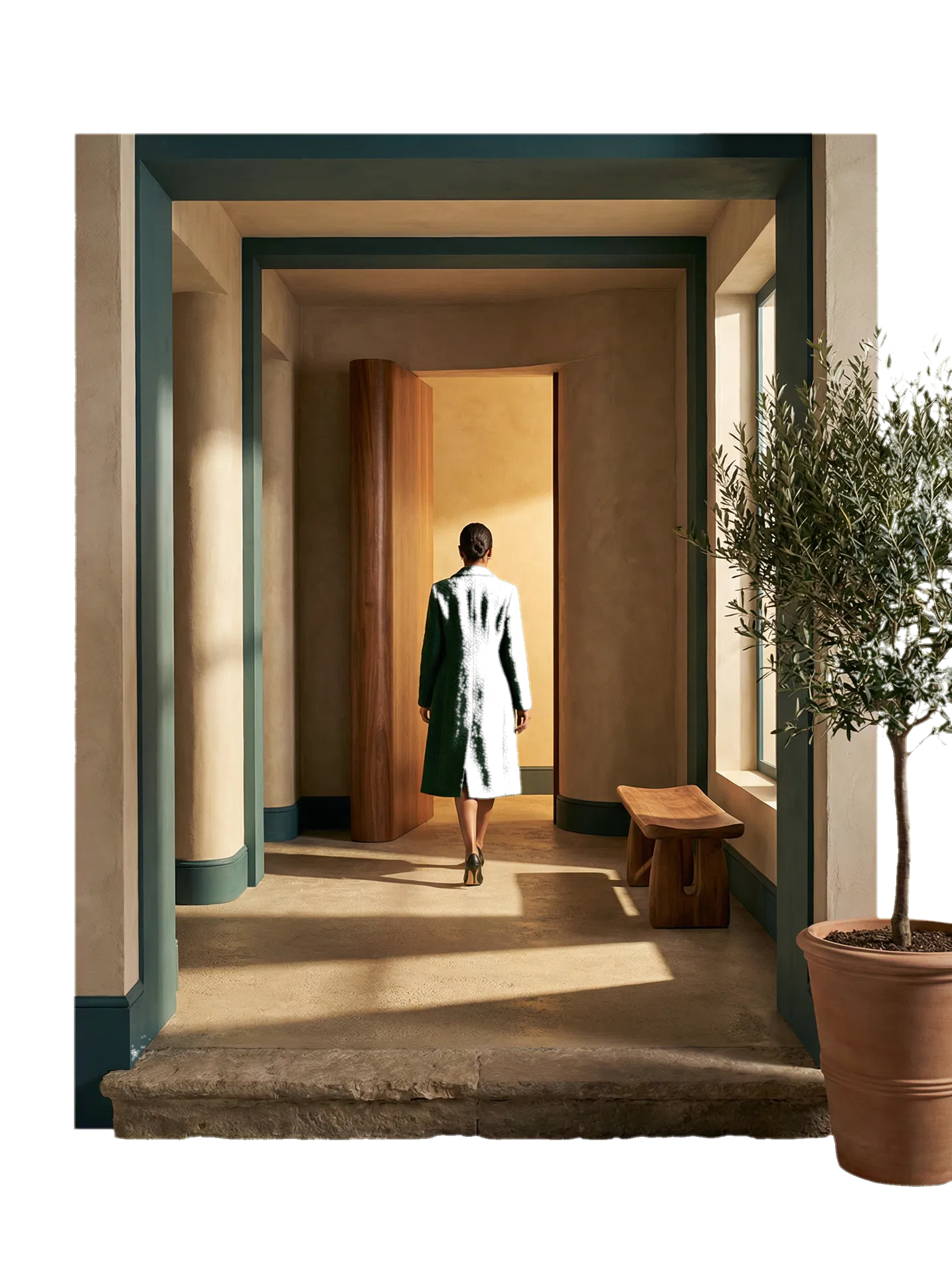 Elegant threshold symbolizing stepping into a new chapter