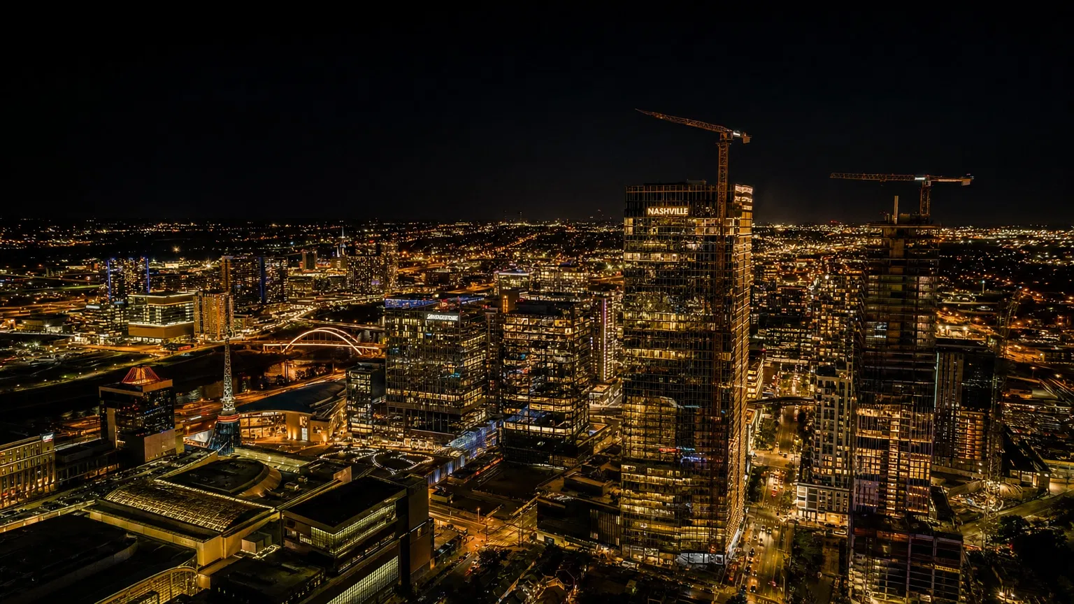 City skyline at night