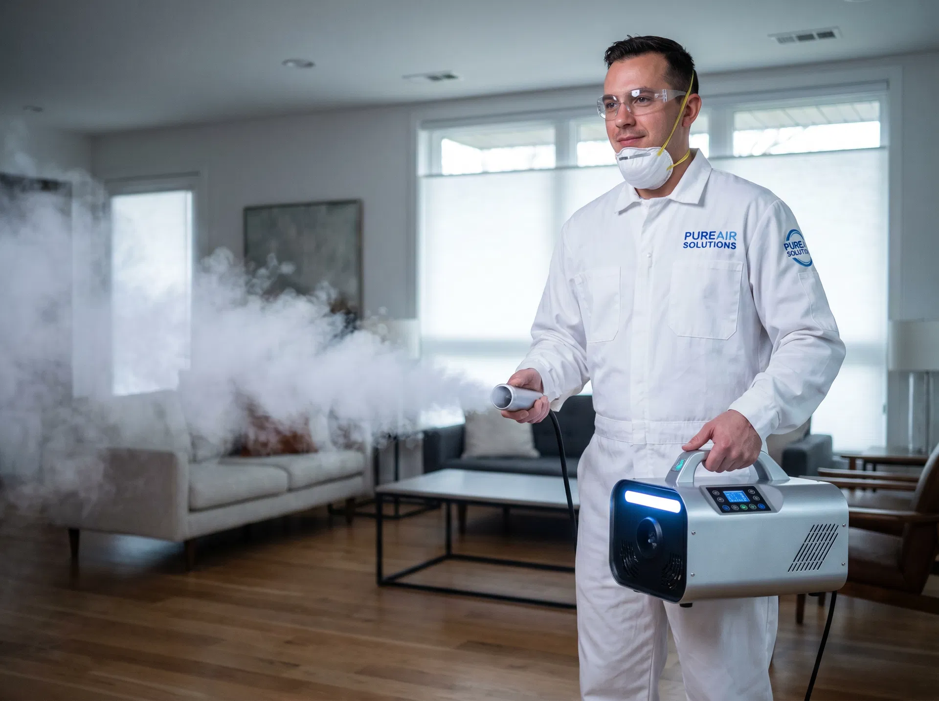 MTN PUR technician using InstaPURE dry fog technology