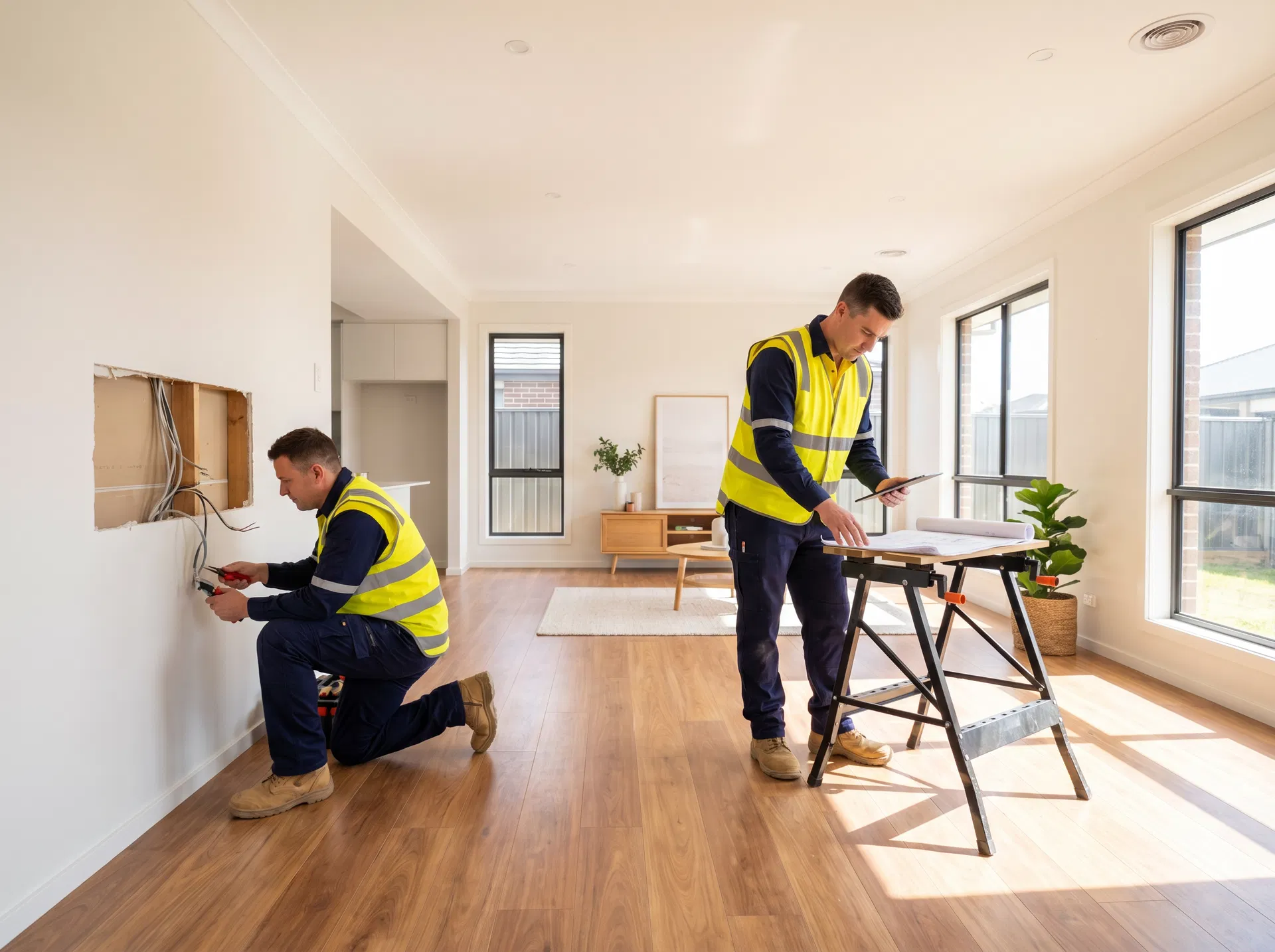Elhage Electrical Group team working in a residential home