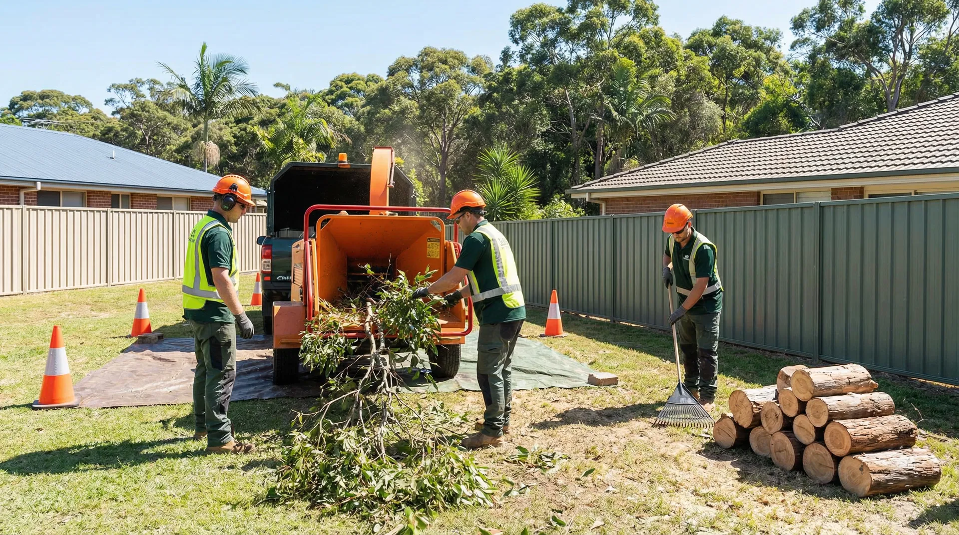 Precision Tree Group team working professionally on a residential property