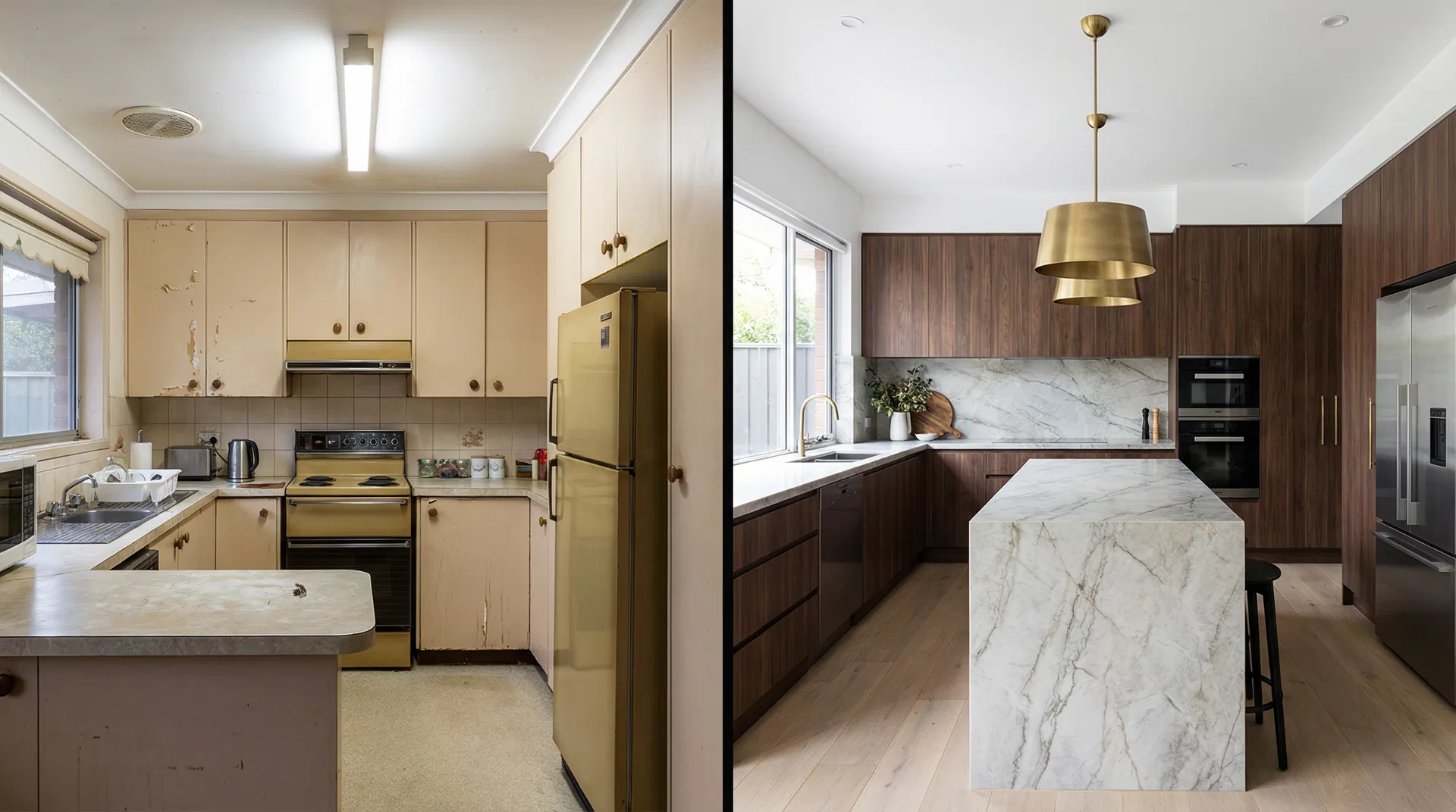 Kitchen renovation before and after