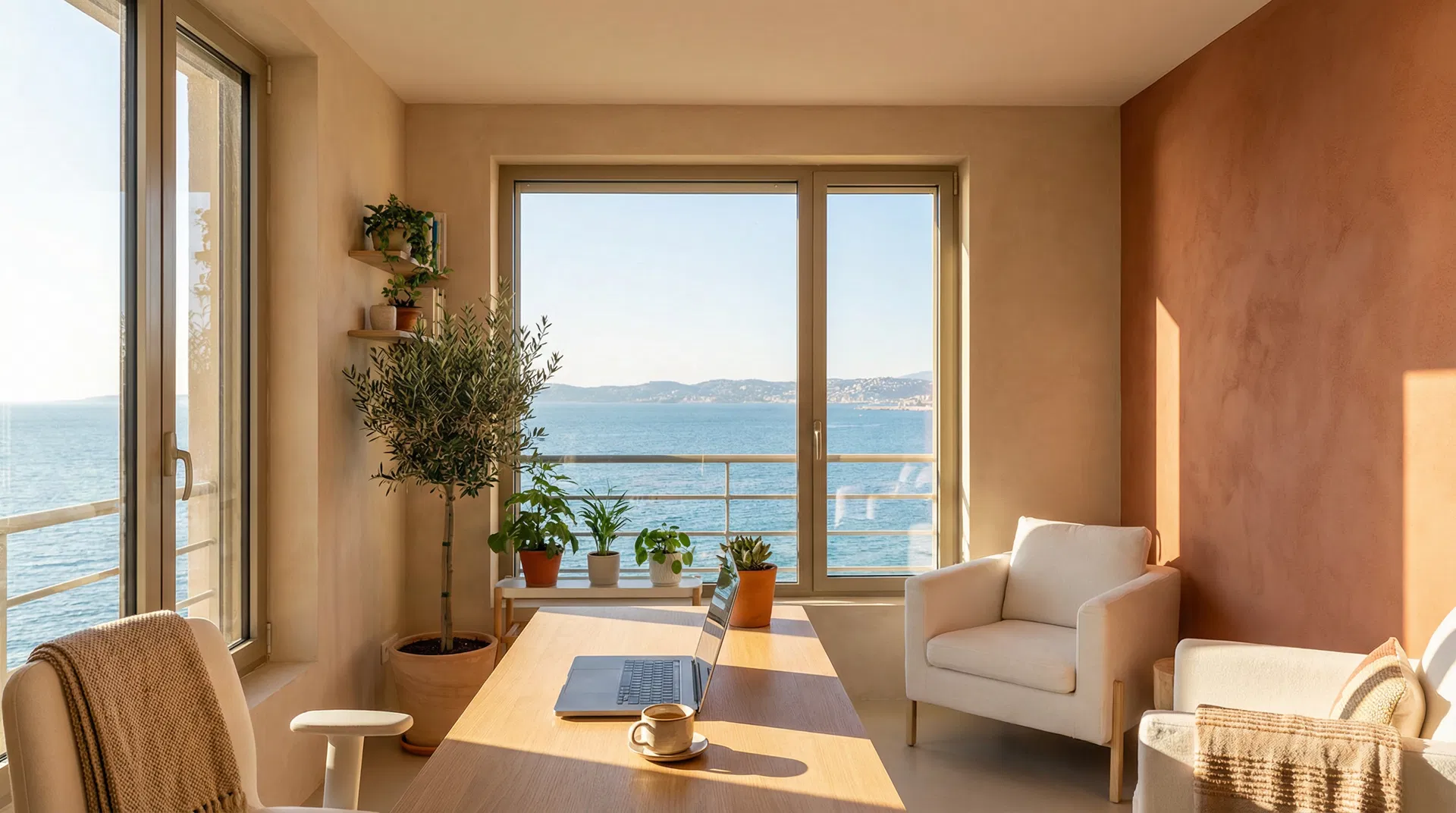 Bureau Marketifar avec vue sur la Méditerranée