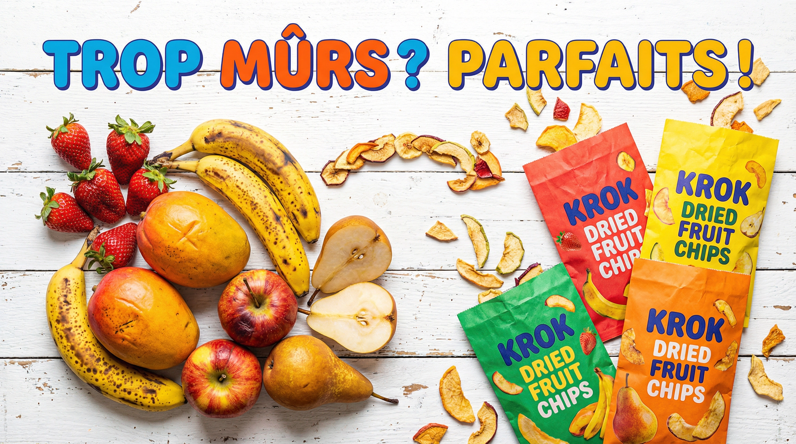 Anti-gaspillage alimentaire : fruits trop mûrs transformés en fruits déshydratés KROK by JAG — démarche éco-responsable à Biarritz