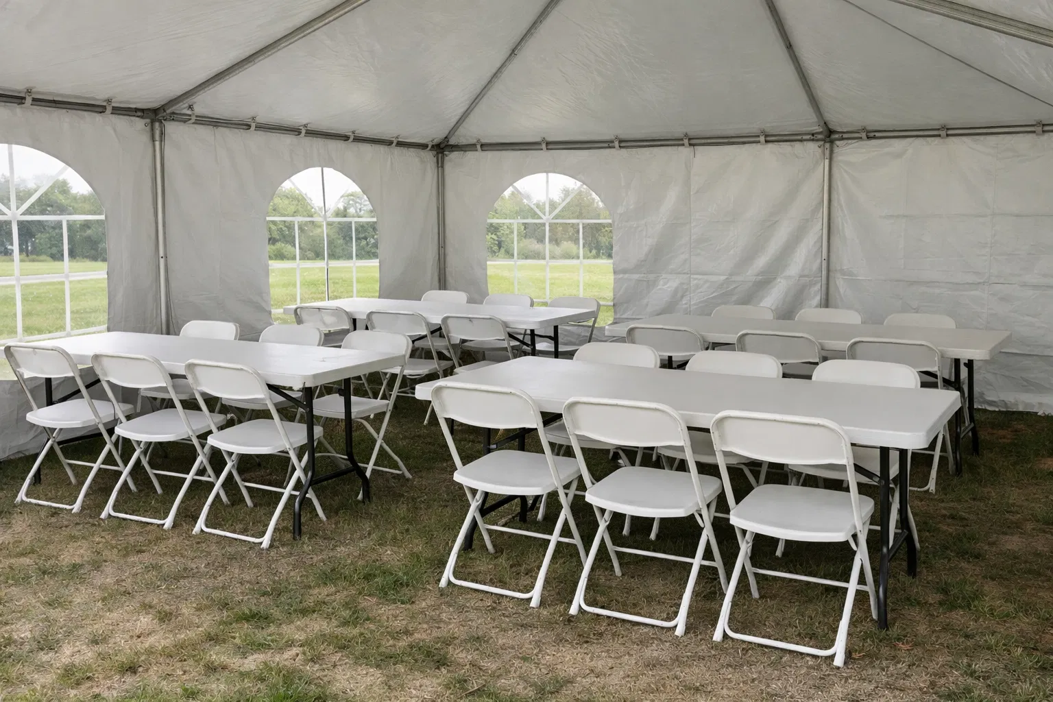 Tent setup with basic equipment