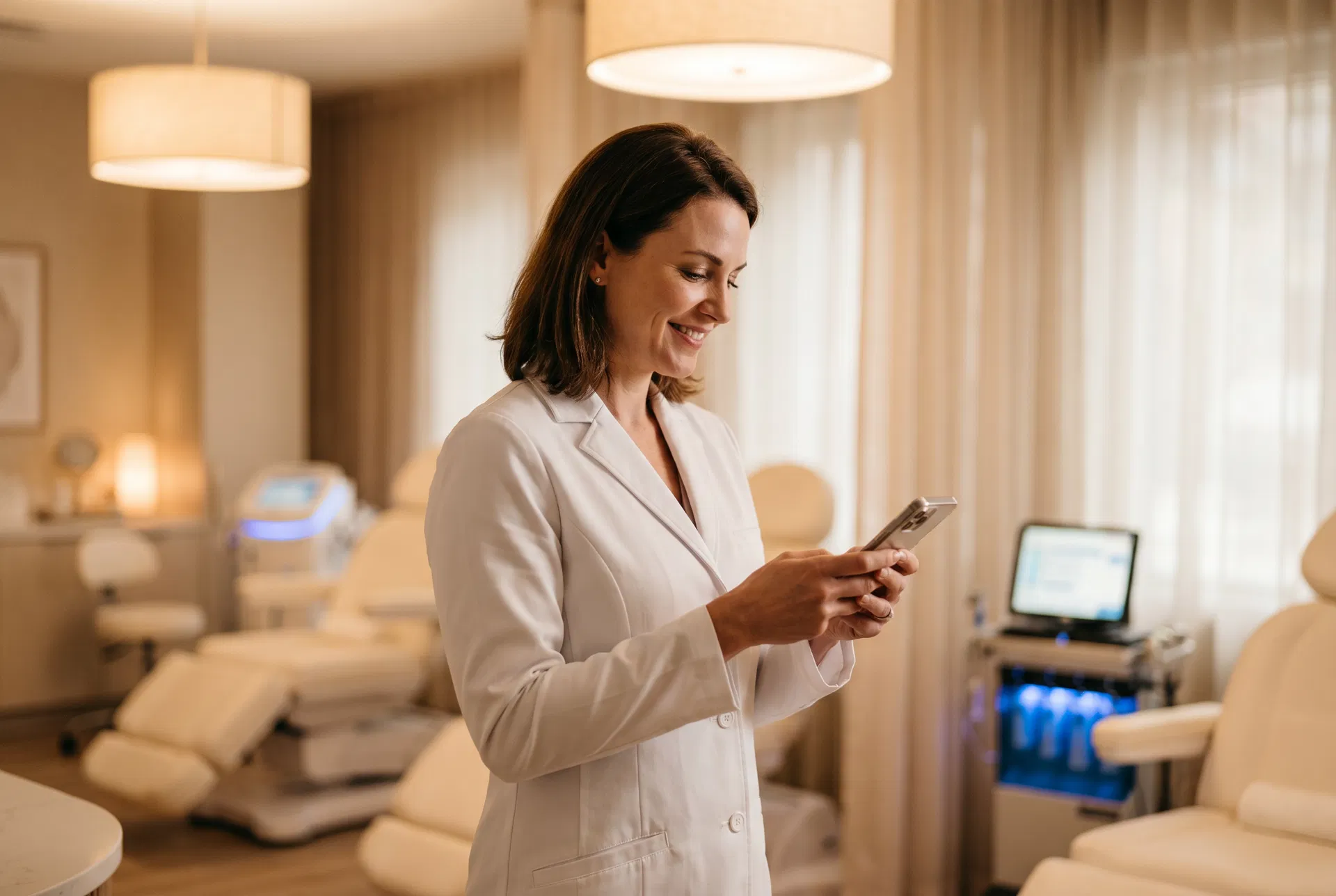 Med spa professional in a modern treatment room