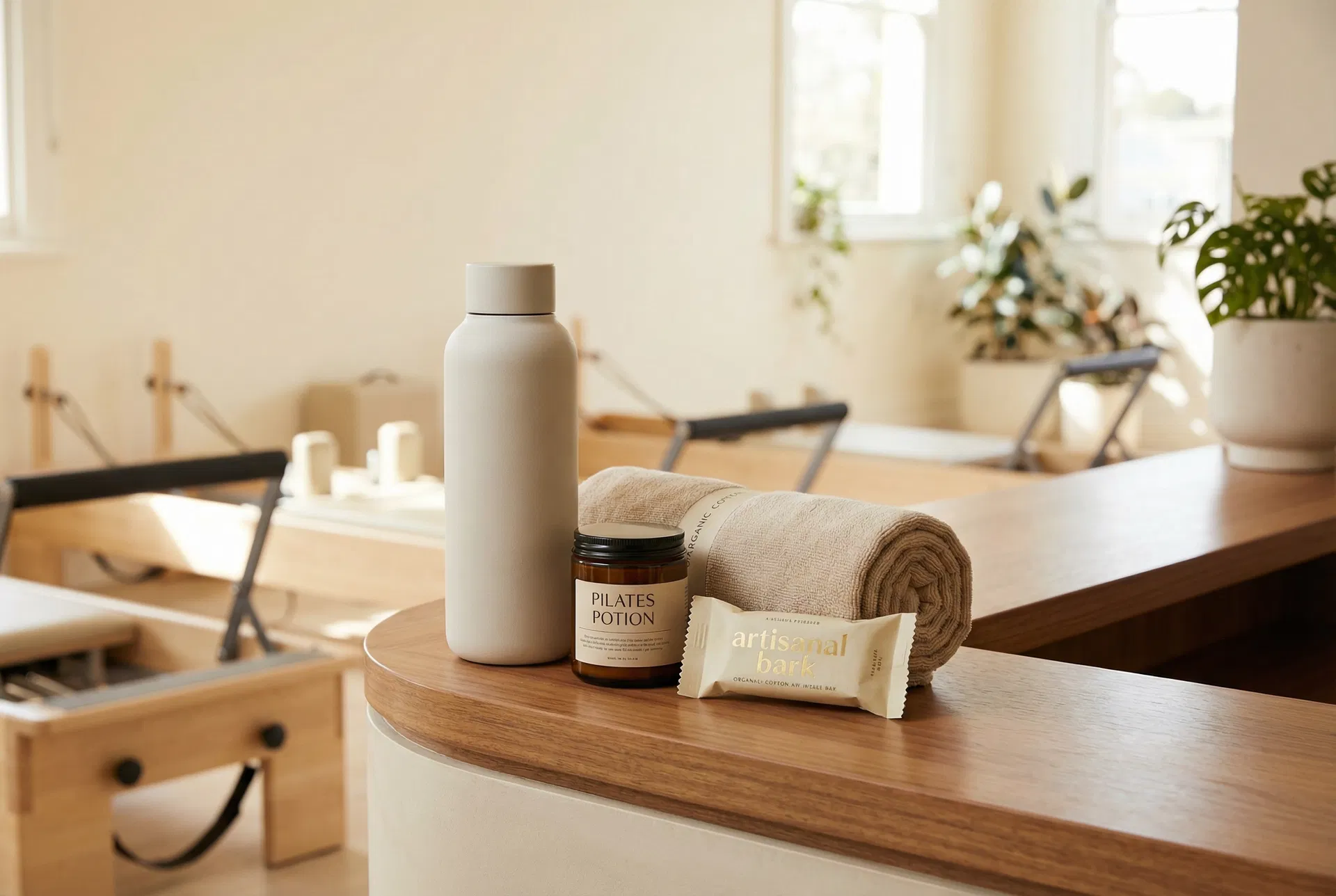Premium brand product display at a boutique Pilates studio, Melbourne