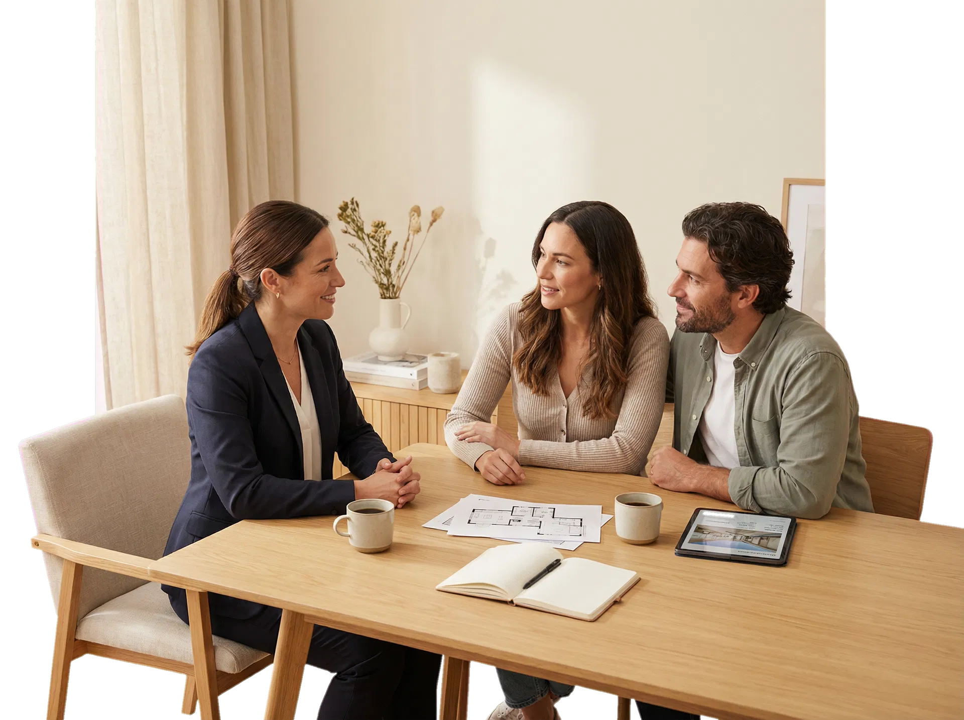 Realtor meeting with clients during a home consultation