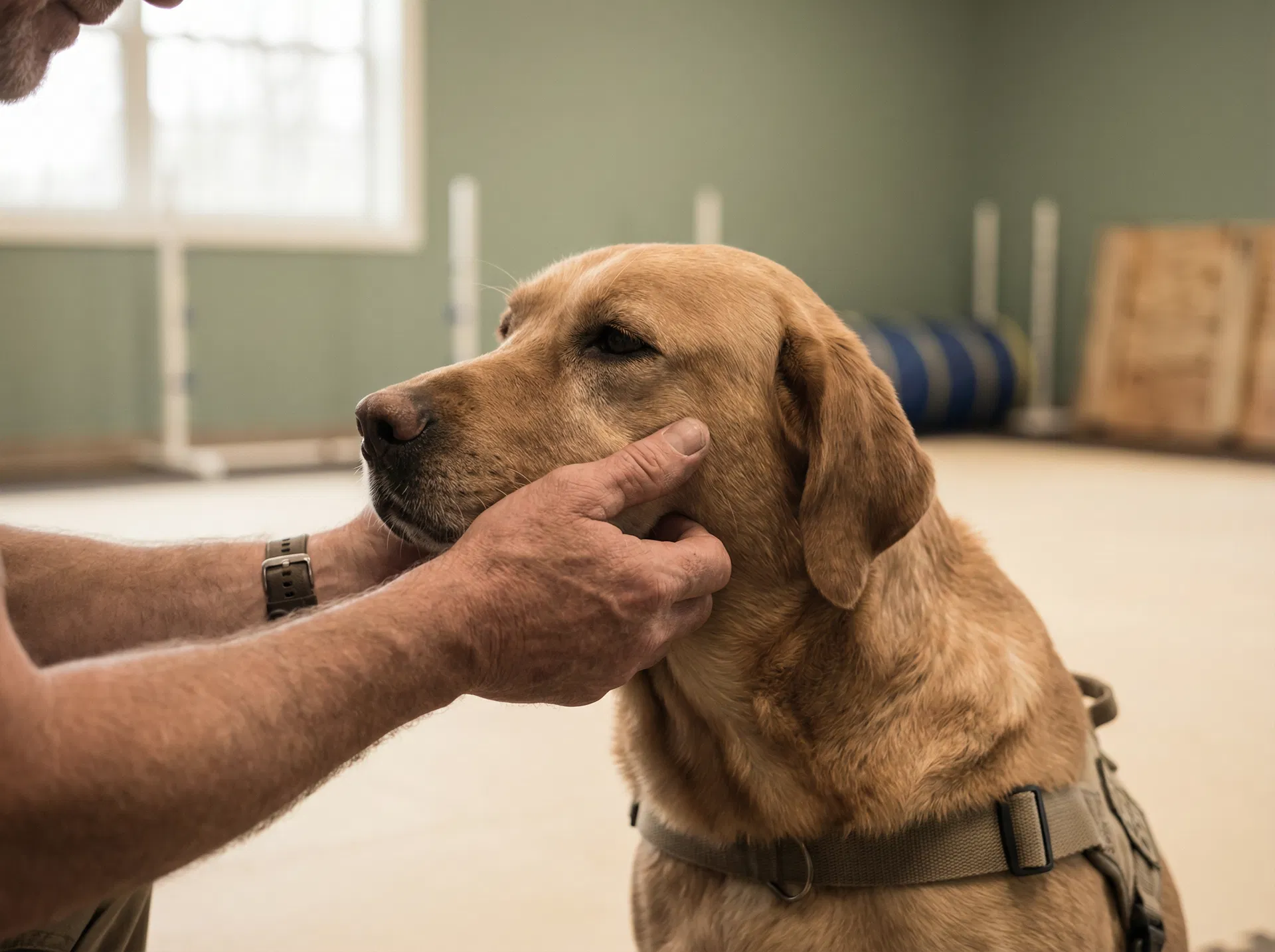 Professional dog trainer with service dog