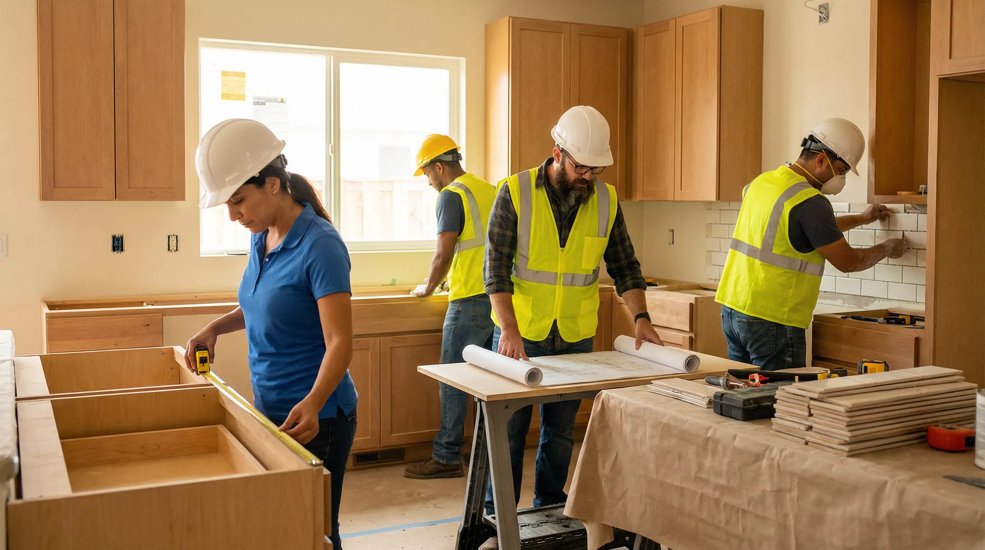 Excove Builders construction team at a remodeling project site in the East Bay