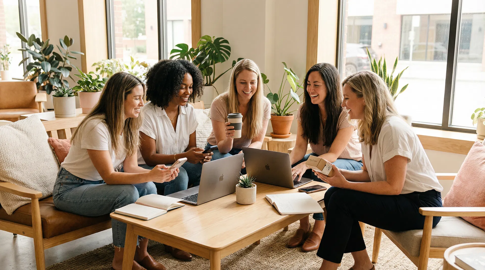 Moms collaborating and supporting each other